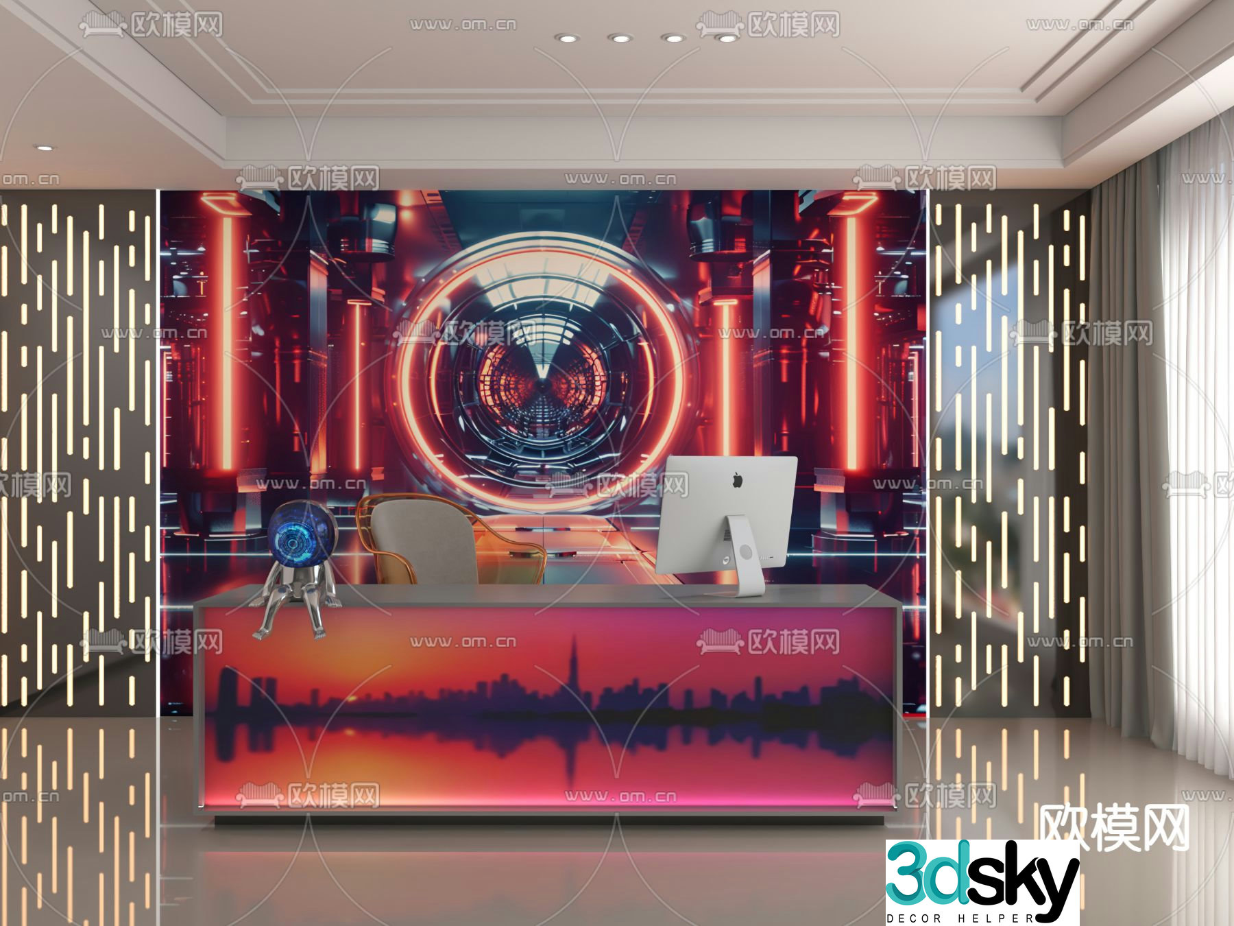 Sci-fi style reception desk 3D model