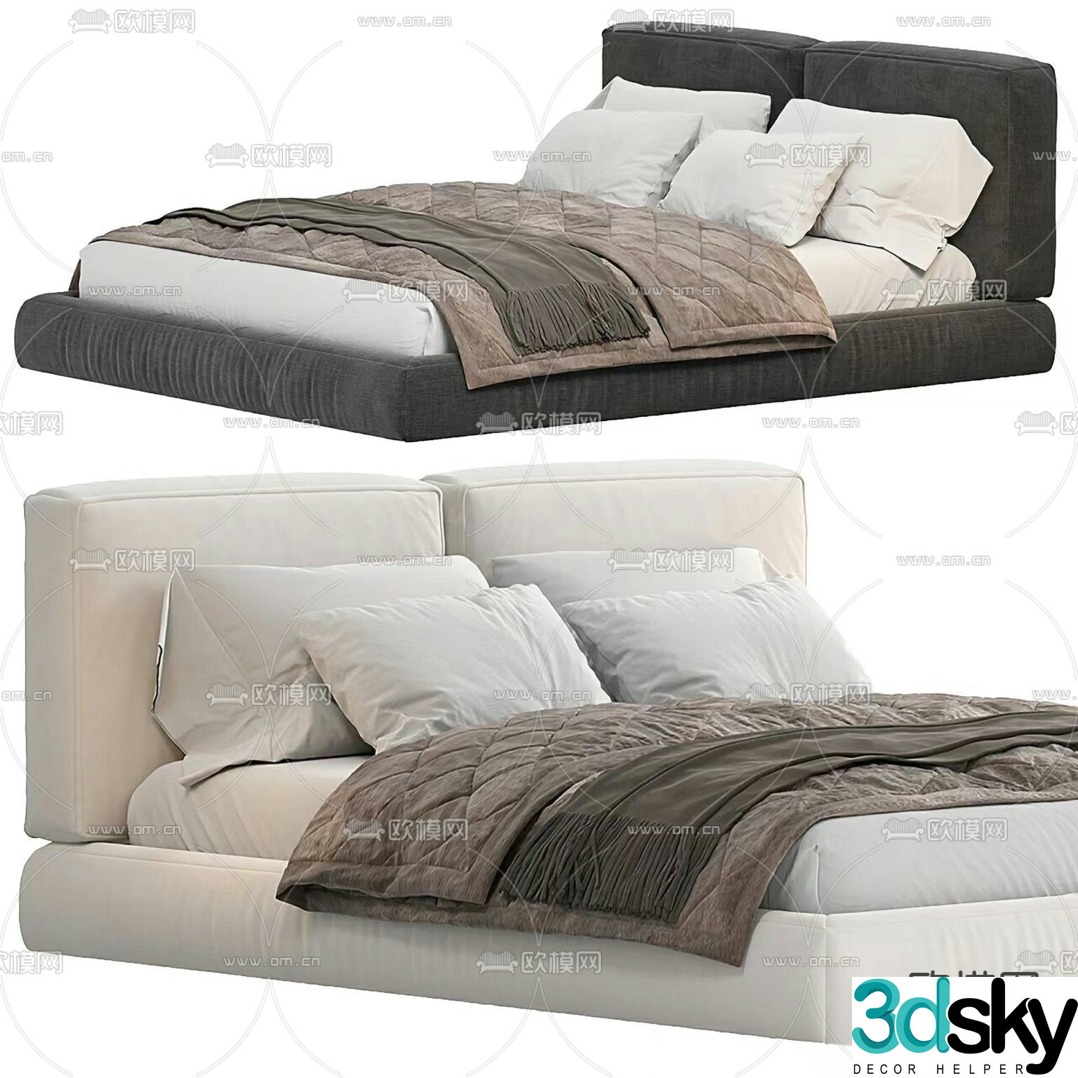 Modern double bed 3d model