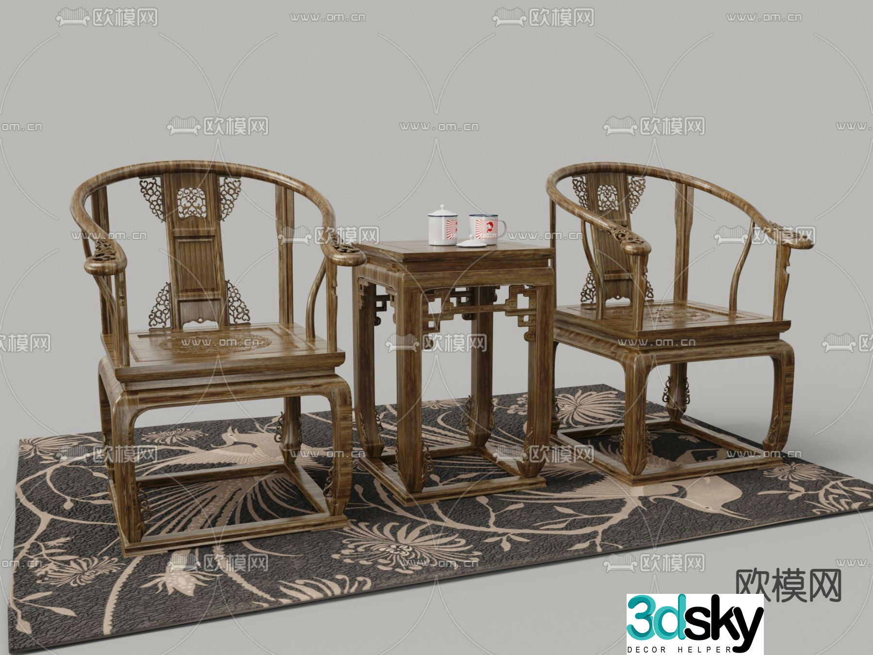 Ming and Qing armchairs Taishi chairs 3D models of chairs