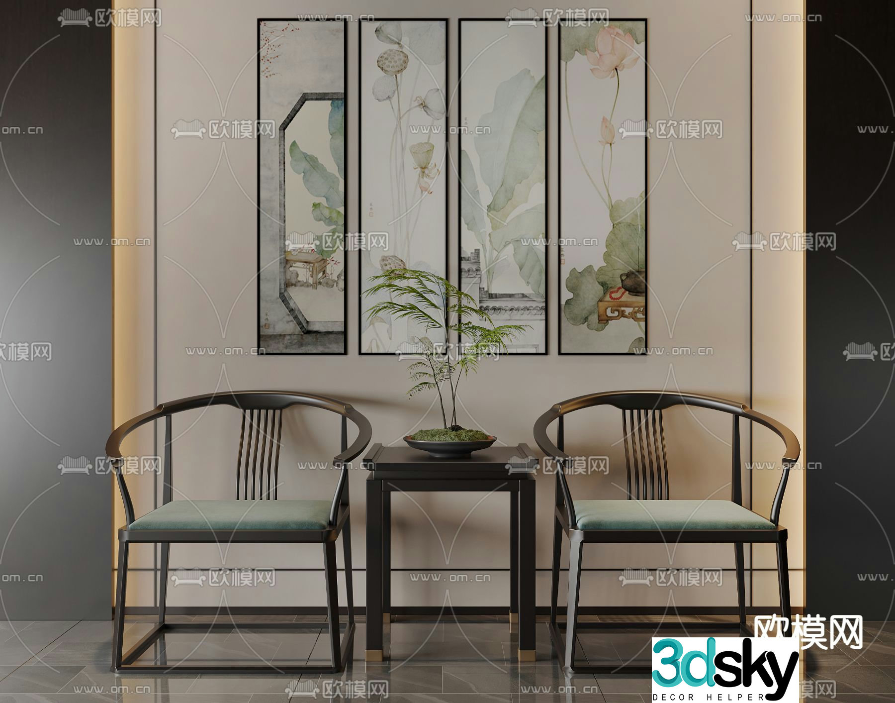 New Chinese style chair armchair 3d model