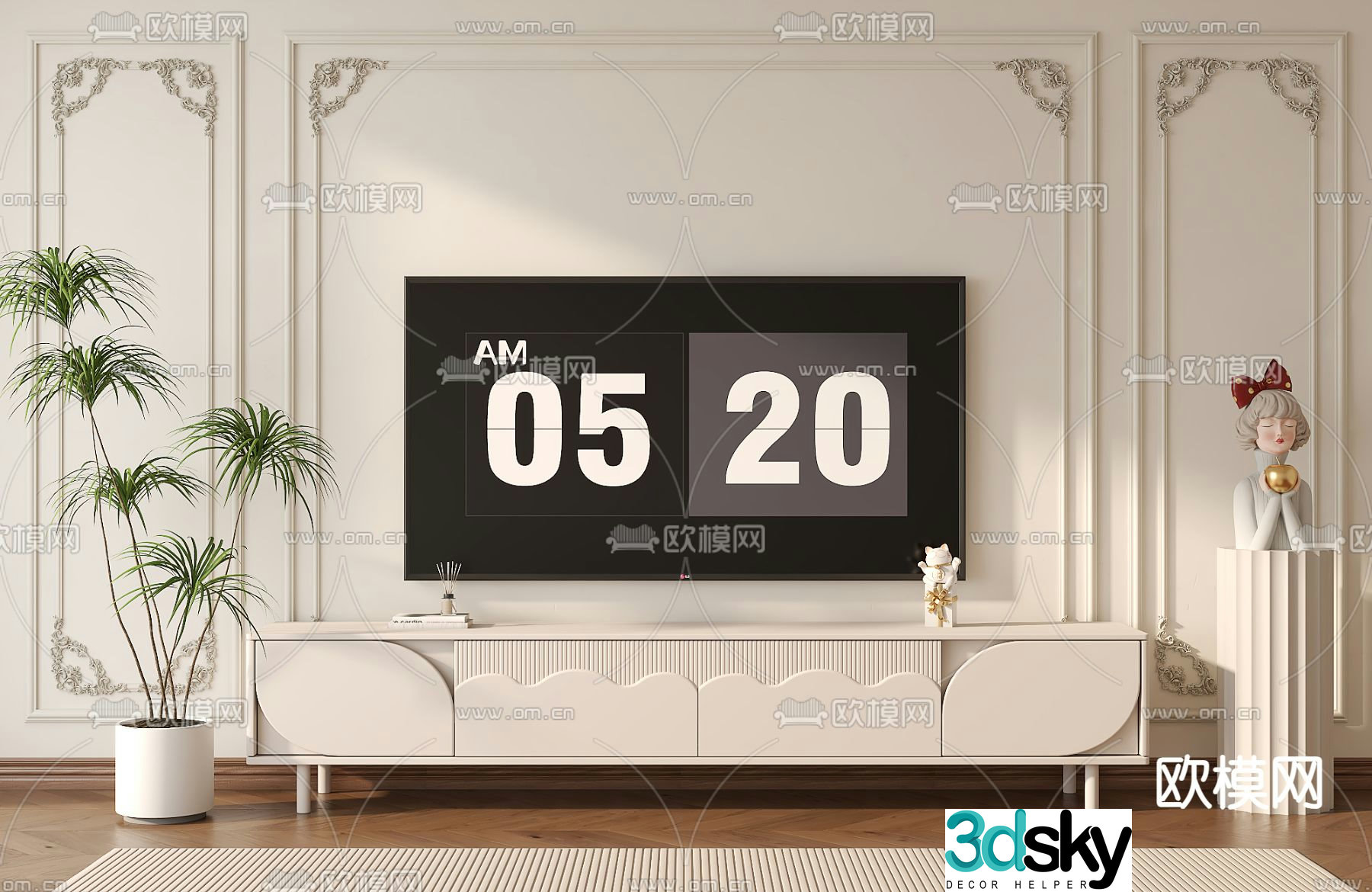 Creamy air TV cabinet 3d model