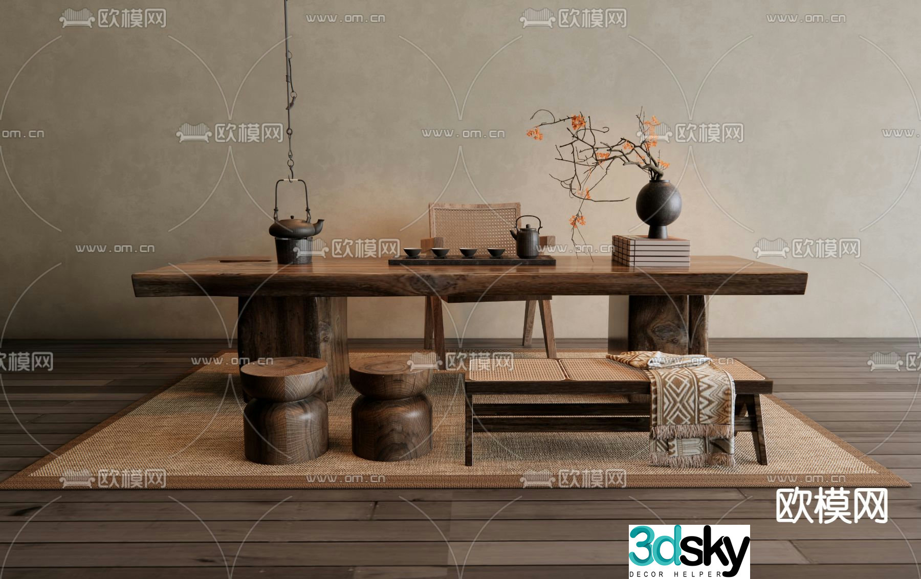 Wabi-sabi tea table tea table 3d model