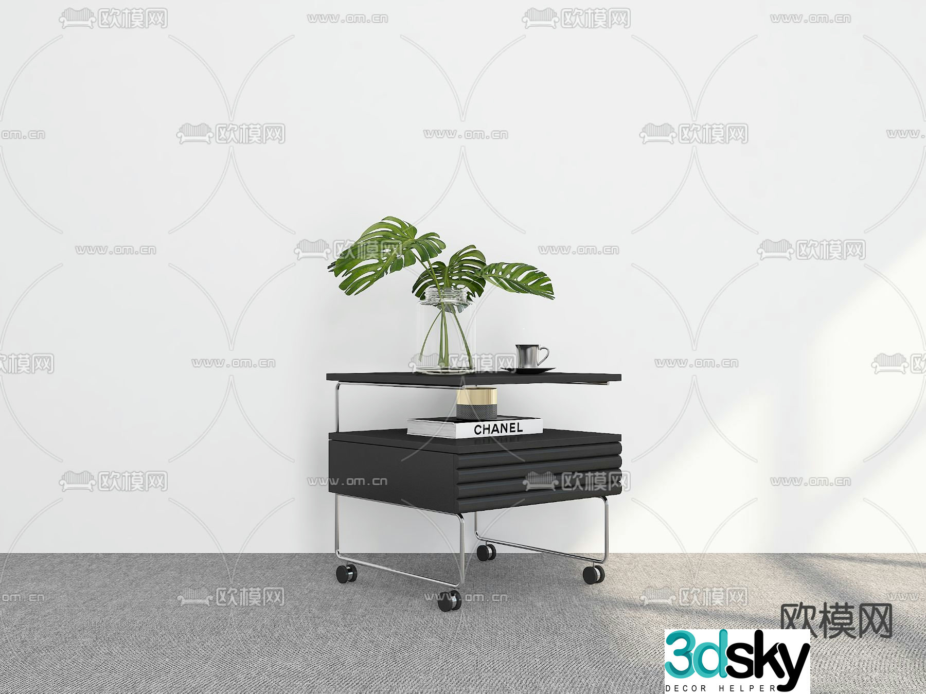 Movable bedside table Movable corner table 3D model
