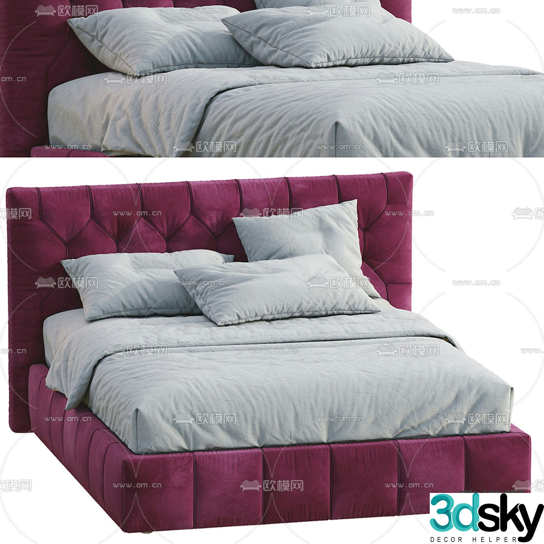 Modern double bed 3d model