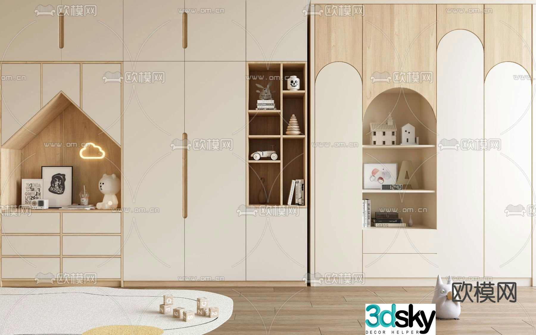 Modern children’s locker toy cabinet wardrobe 3d model