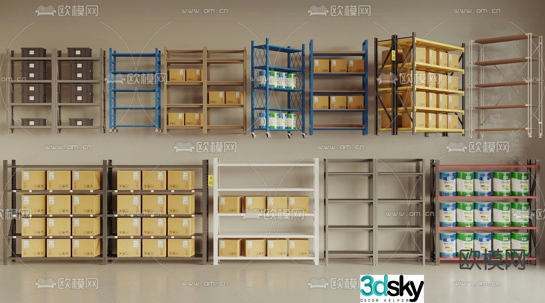 Wrought iron shelves storage rack express rack 3D model