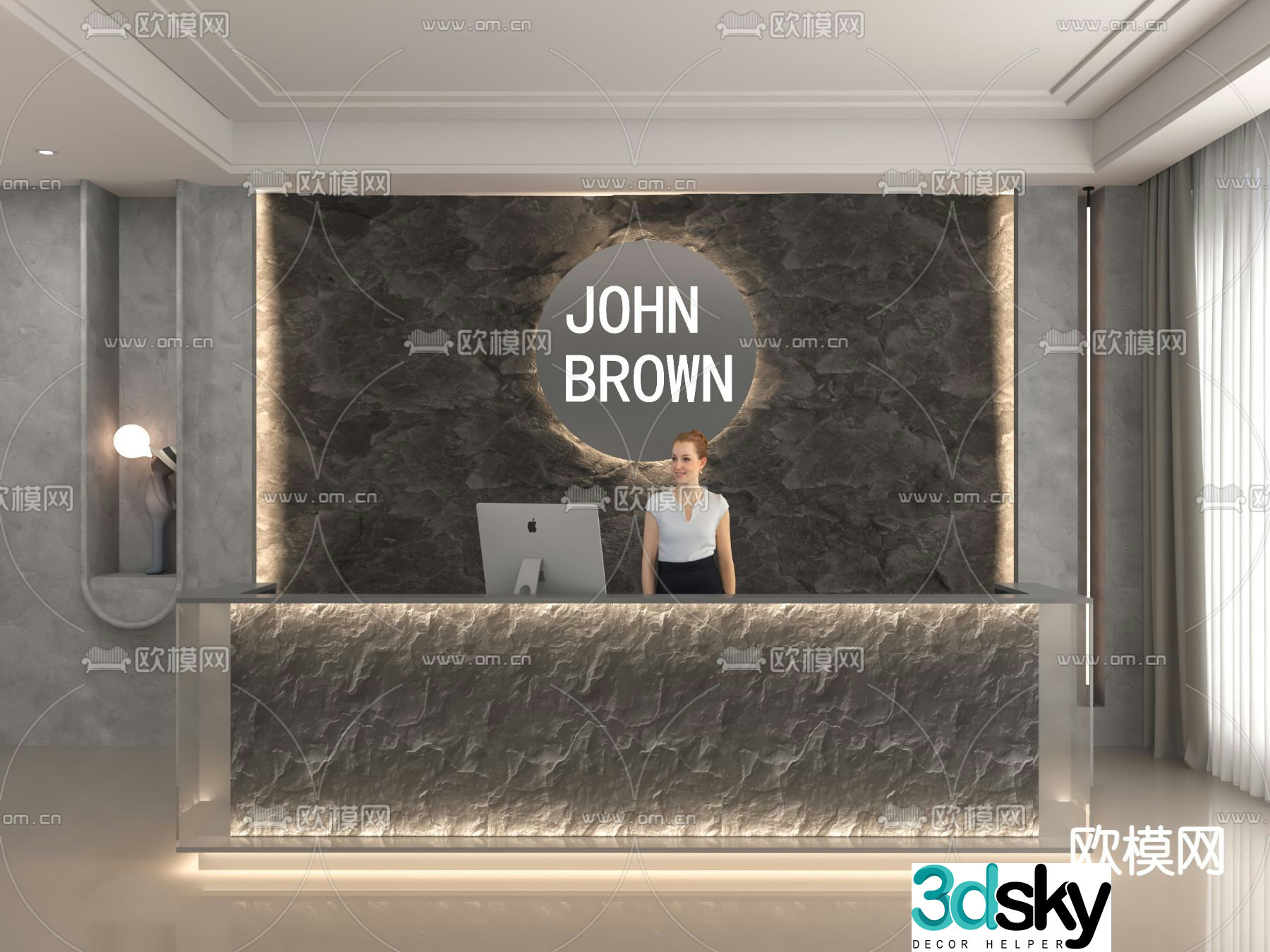 Modern front desk reception desk 3d model