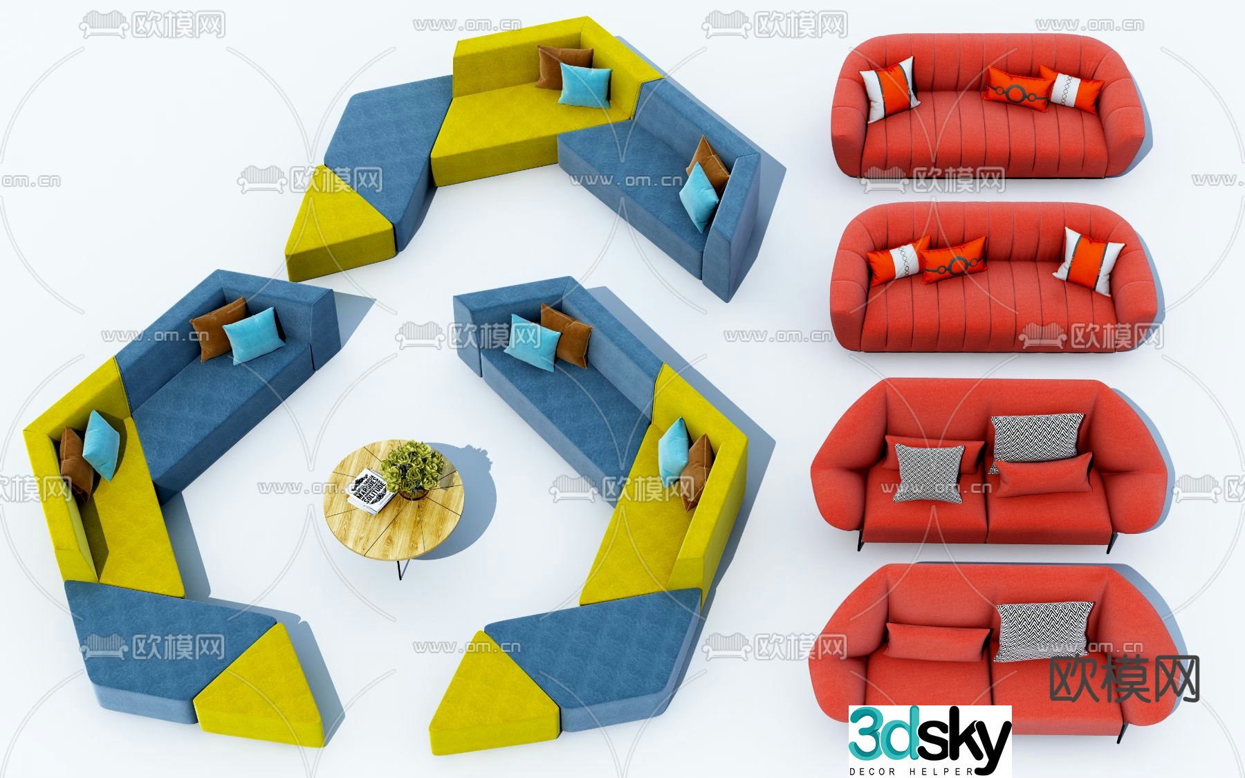 Office sofa modular sofa 3d model