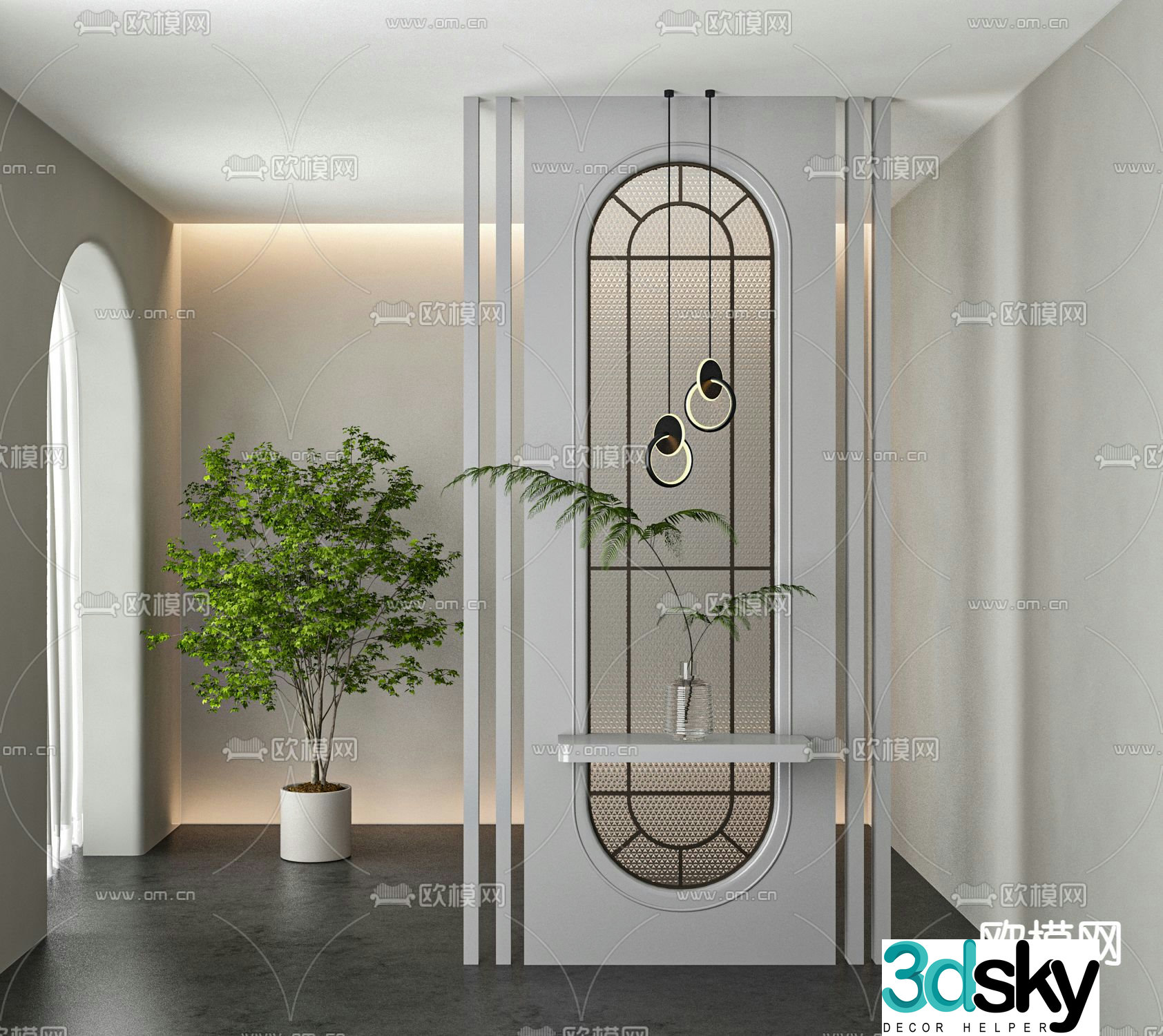 French glass partition 3d model