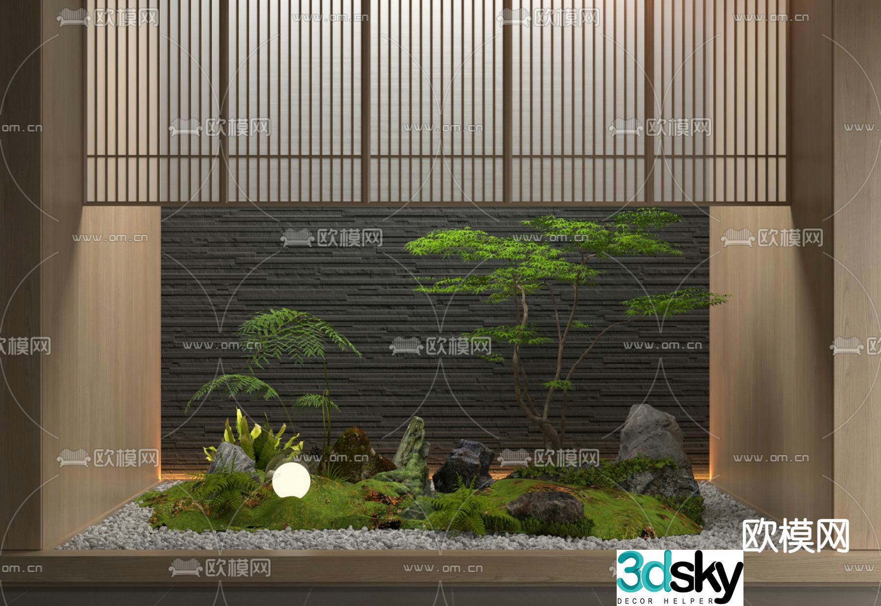 New Chinese style green plant landscape indoor landscape 3D model