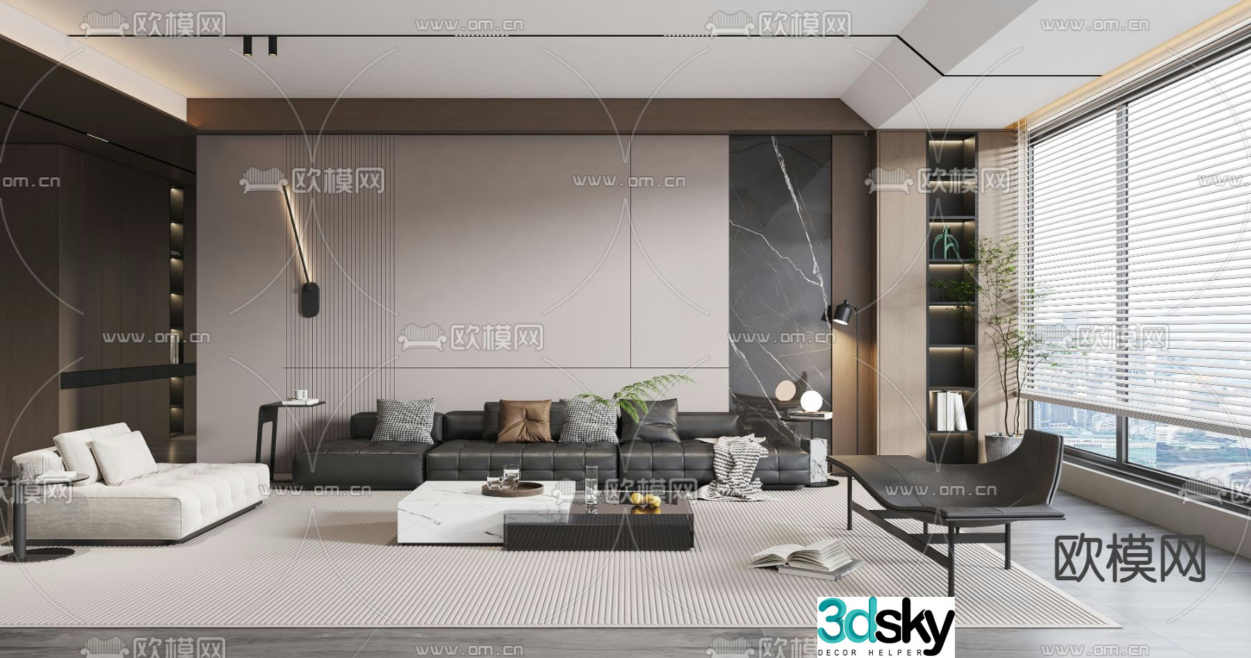 Italian simple living room 3d model