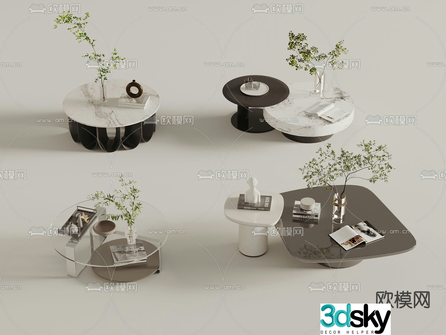 Modern coffee table combination 3D model