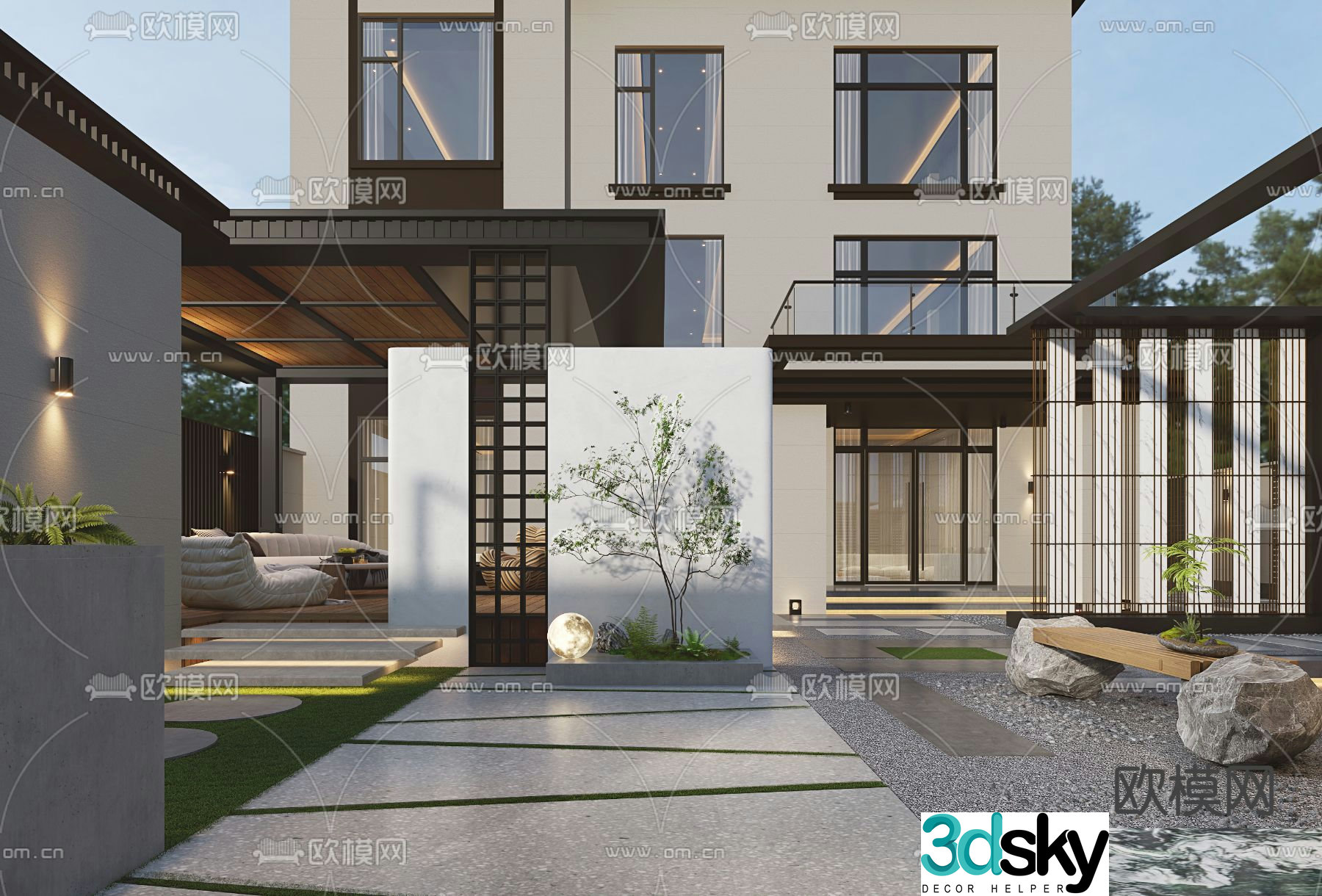 Villa courtyard landscape 3D model