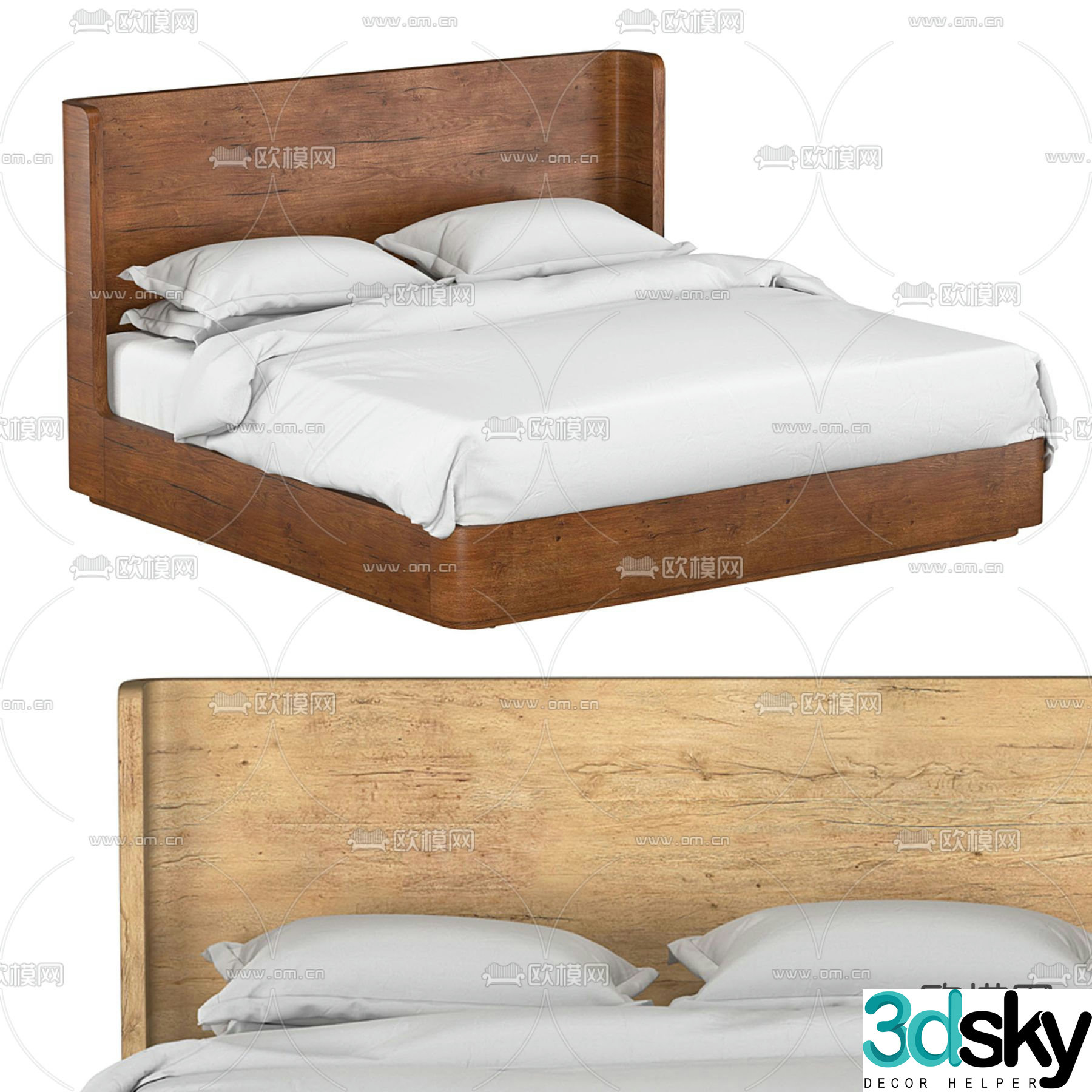 Wabi-sabi double bed 3d model