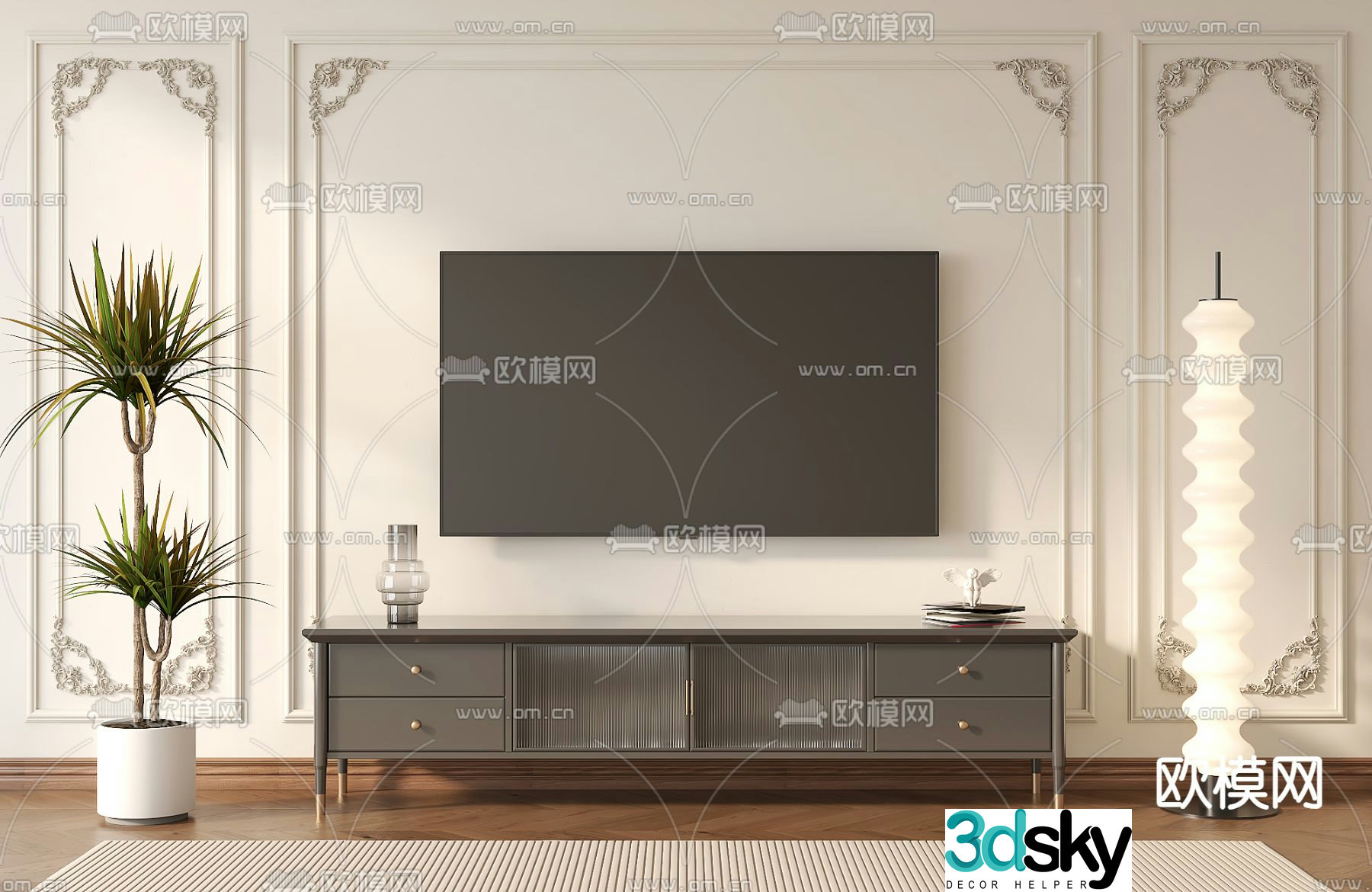 French TV cabinet 3d model