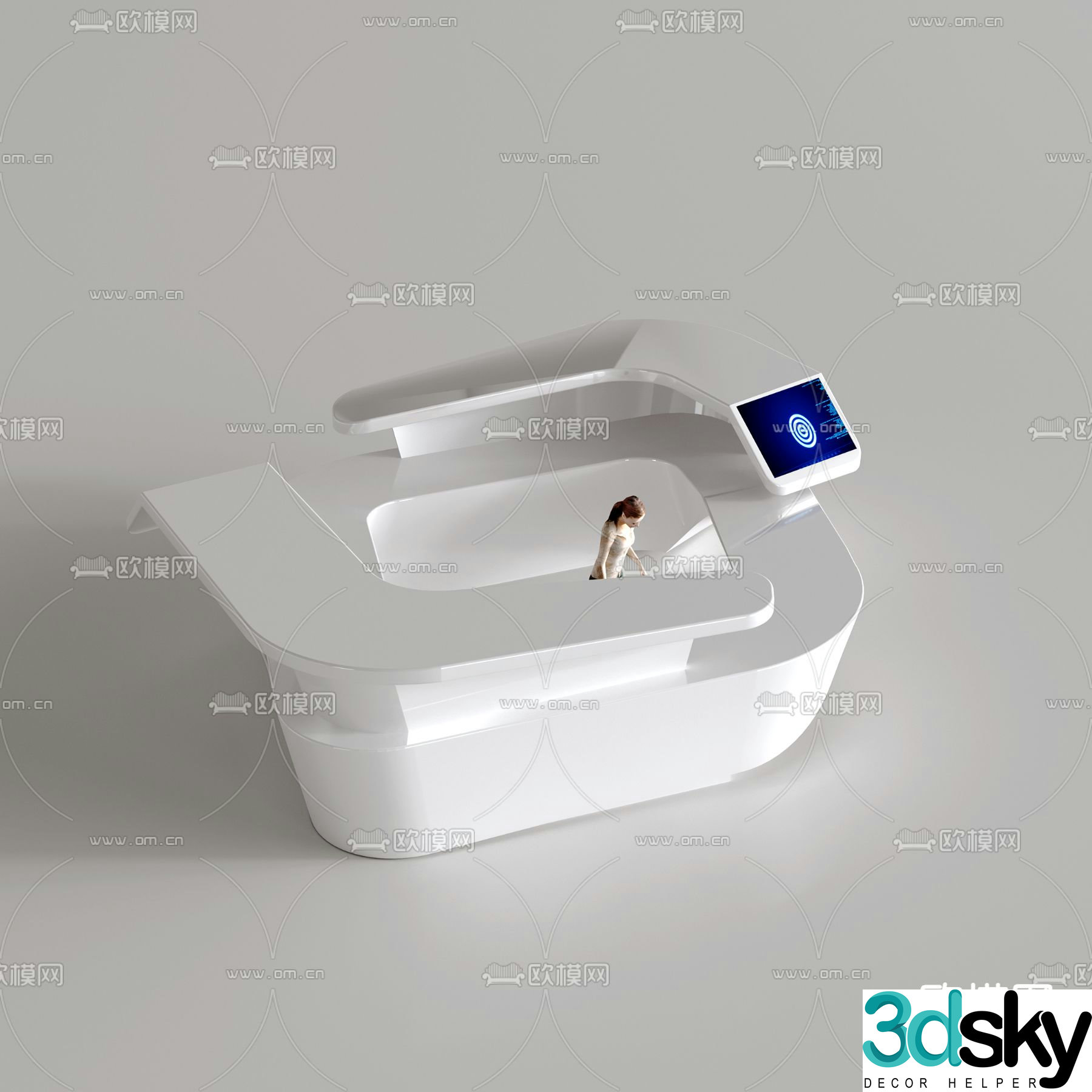 front desk service desk reception desk 3d model
