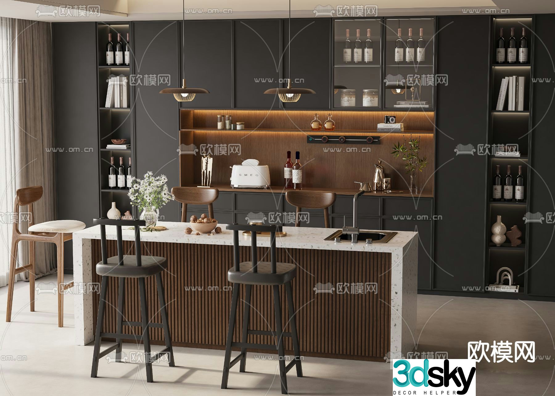 Medieval style bar water bar 3D model