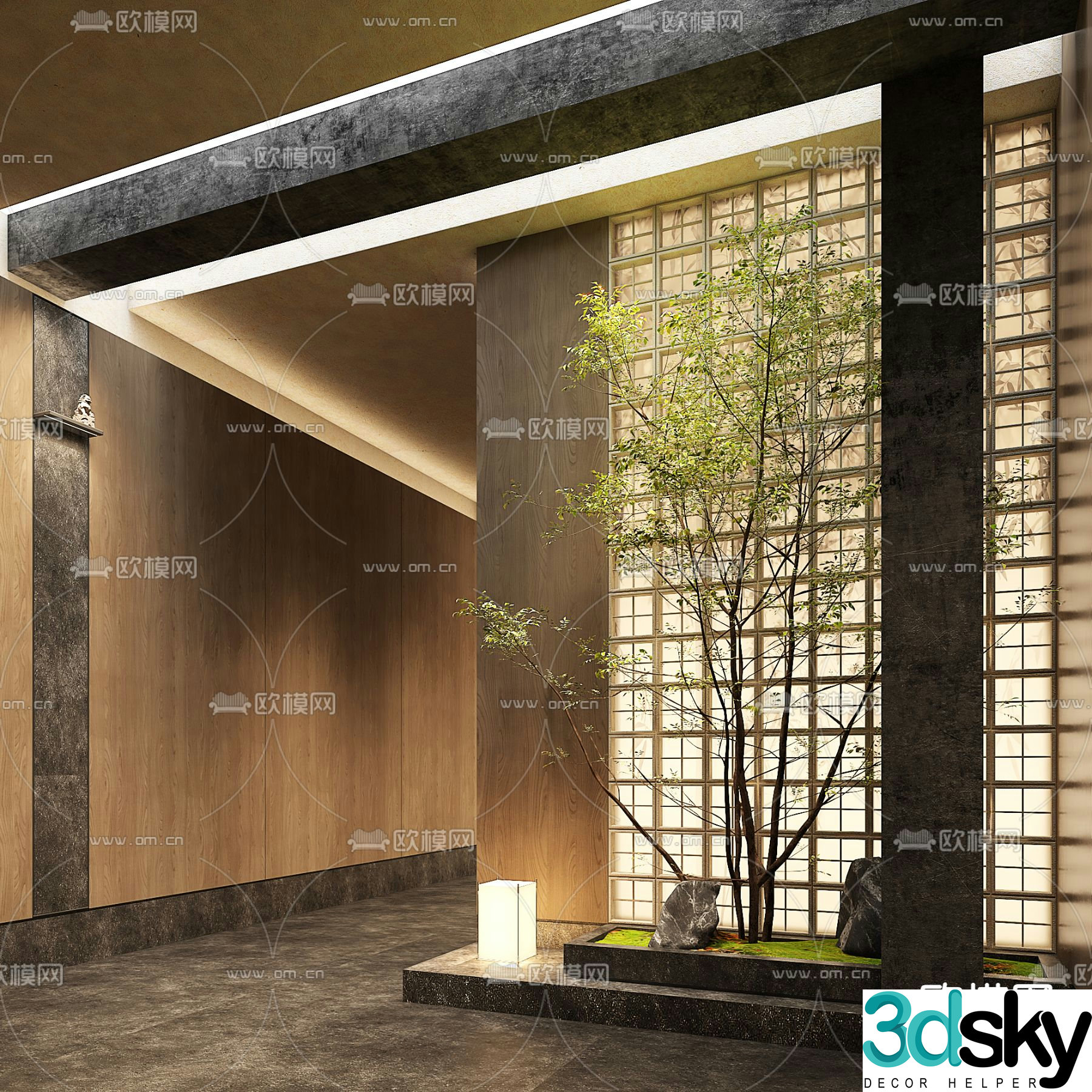 Indoor landscaping partition landscape 3d model