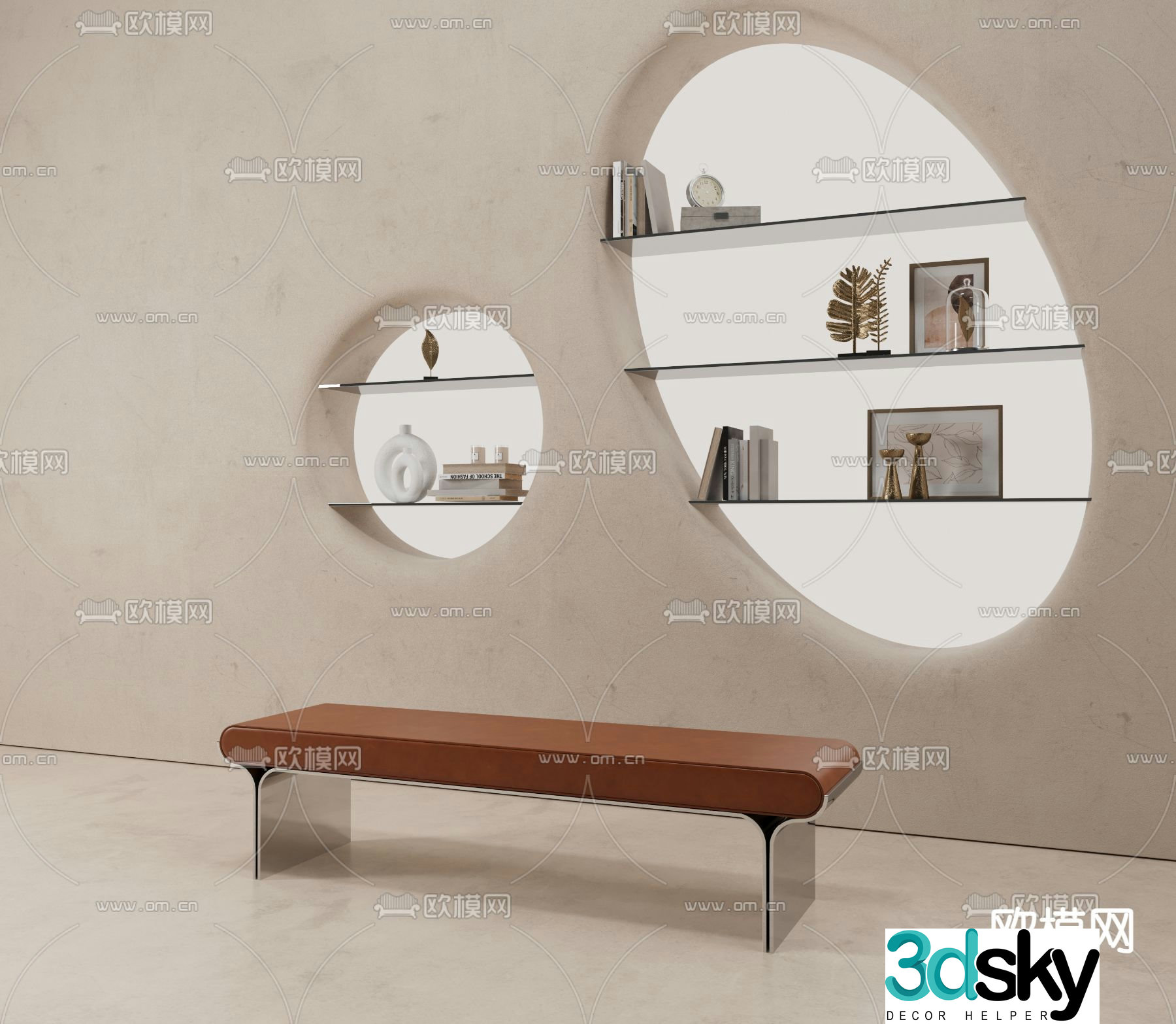 Light luxury bench stool 3d model