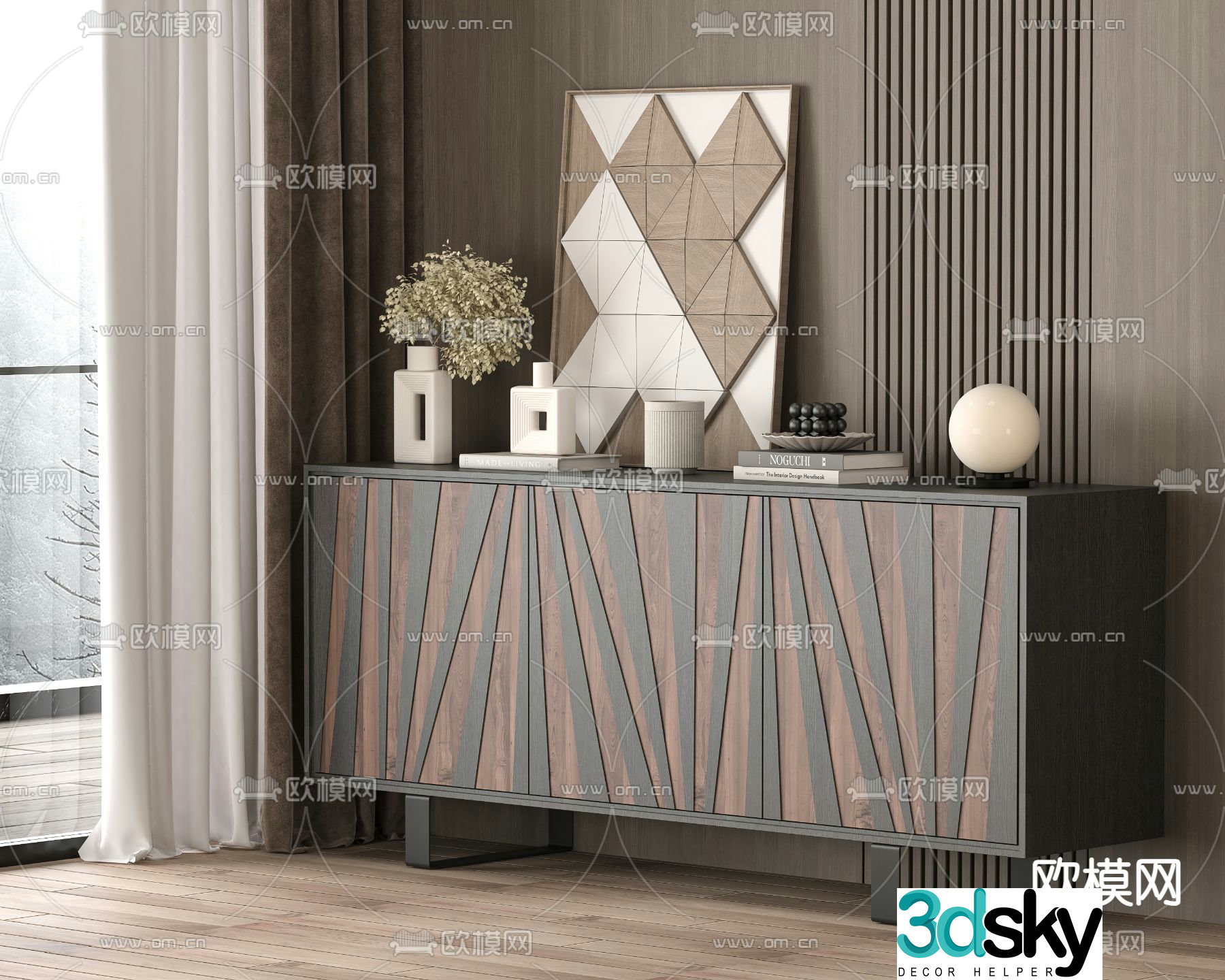 Modern porch cabinet side cabinet 3D model