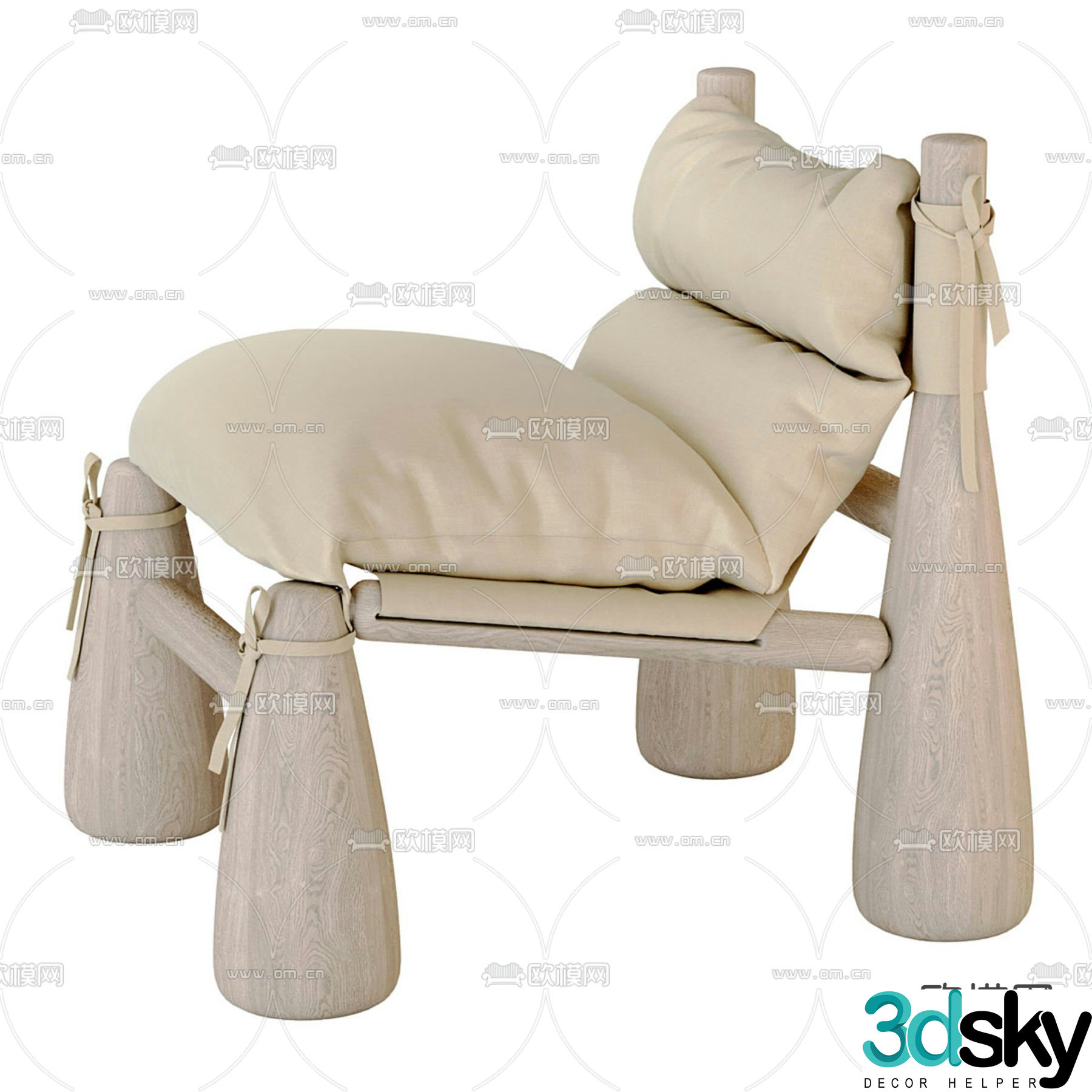 Wabi-sabi chair leisure chair 3d model