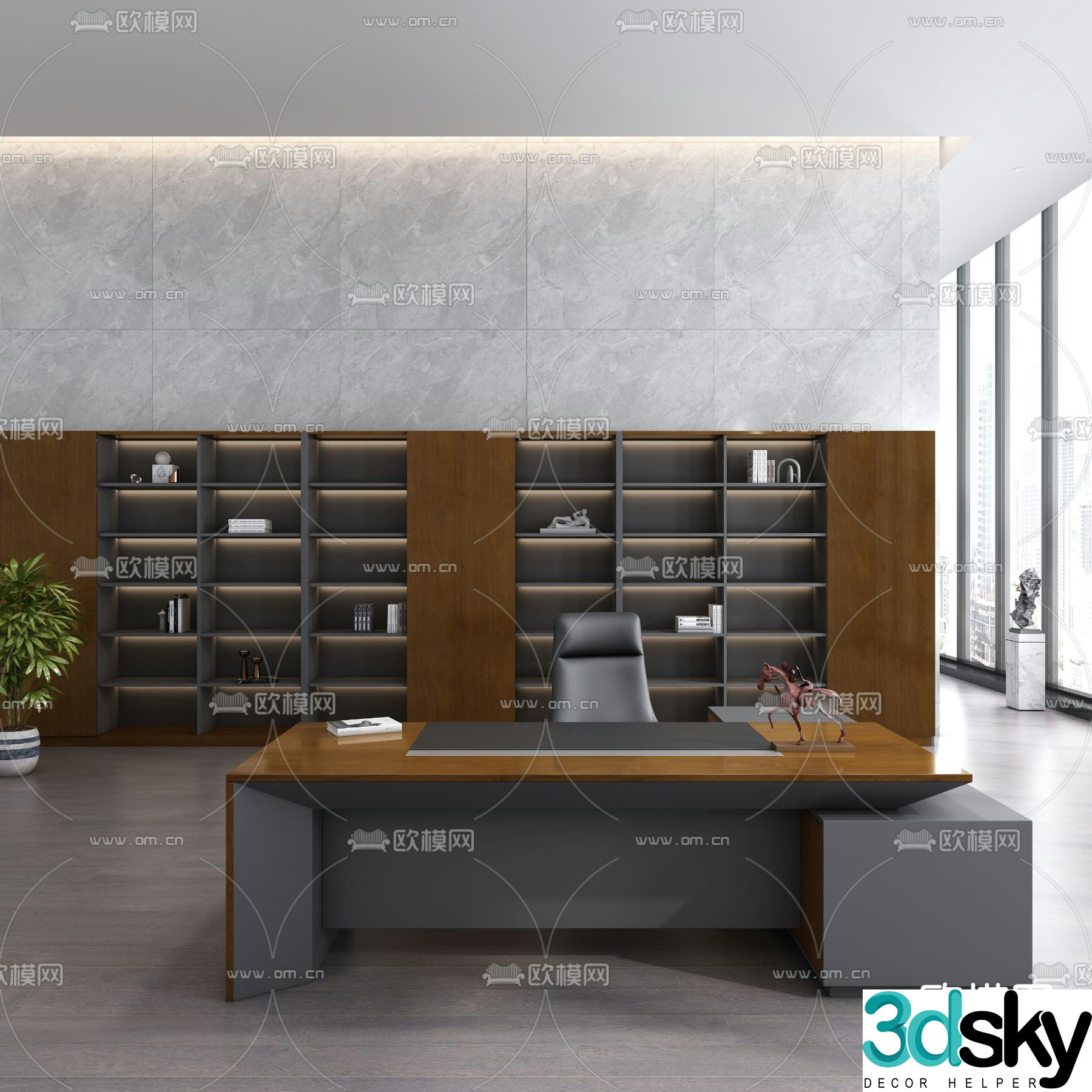 Modern office desk desk 3d model