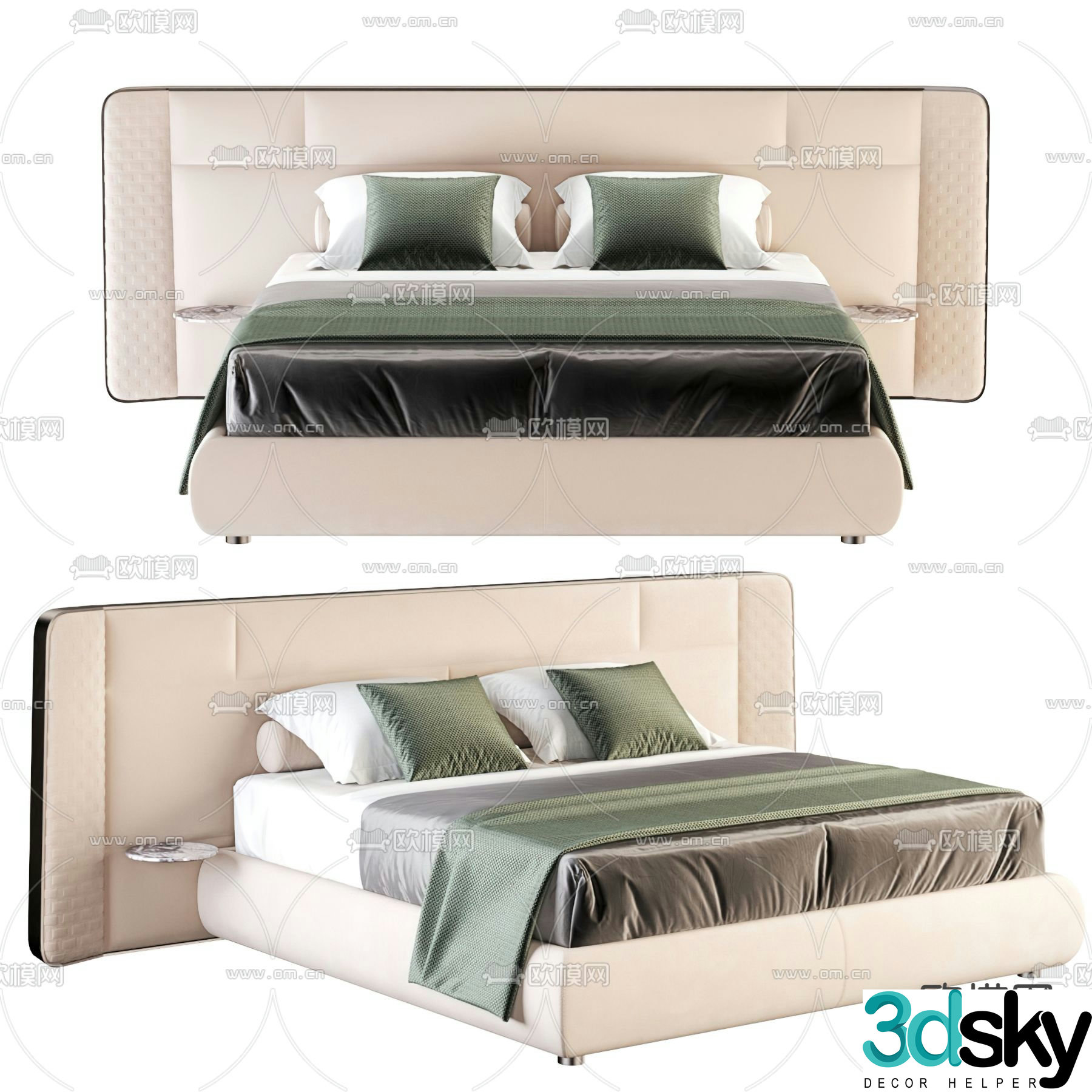 Modern double bed 3d model