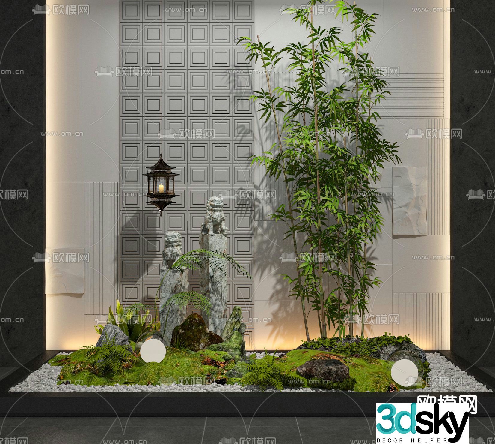 Landscaping bamboo sketch plant pile 3d model