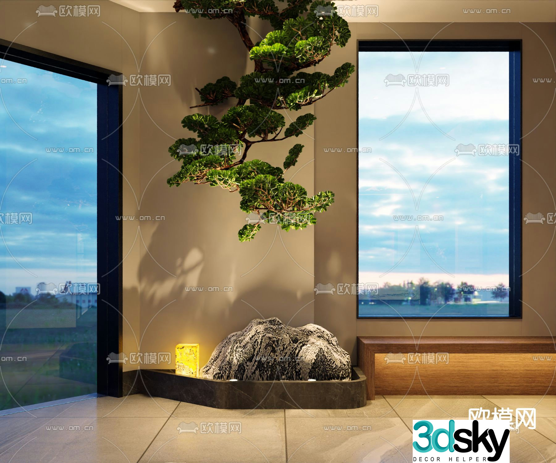 Indoor landscaping hanging plants 3d model