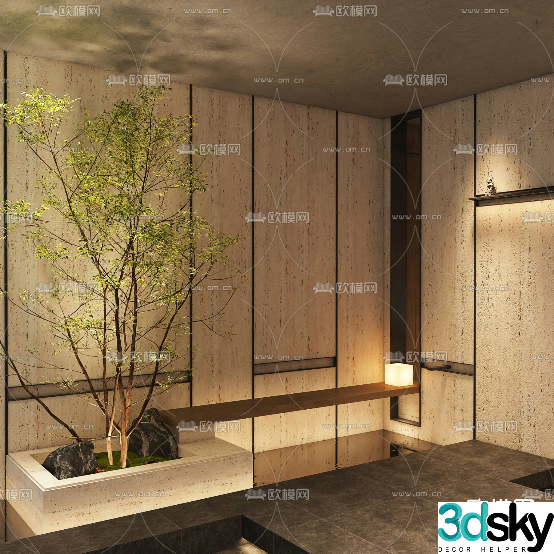 Indoor landscaping landscape water feature 3d model