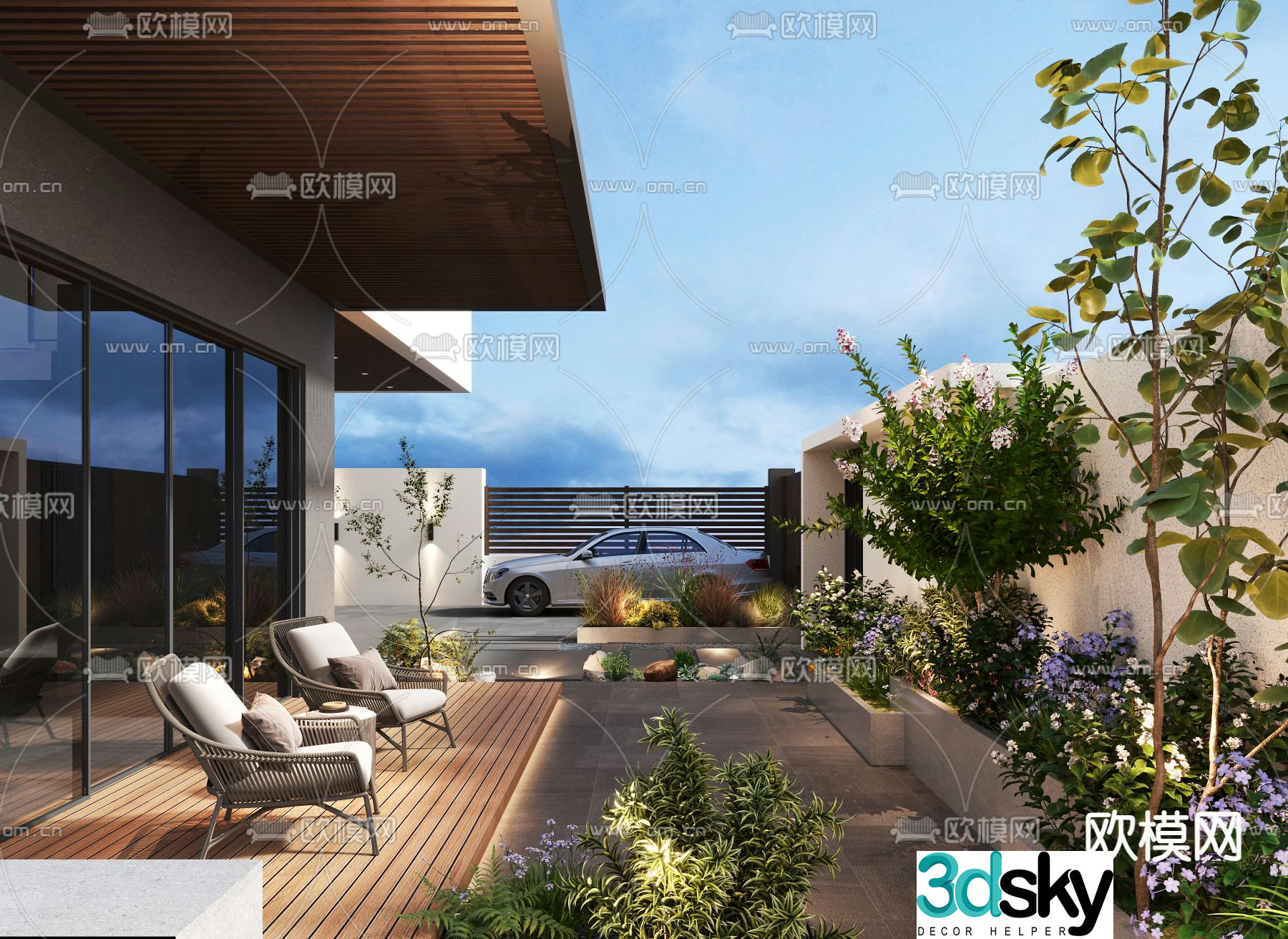 Villa courtyard garden 3d model