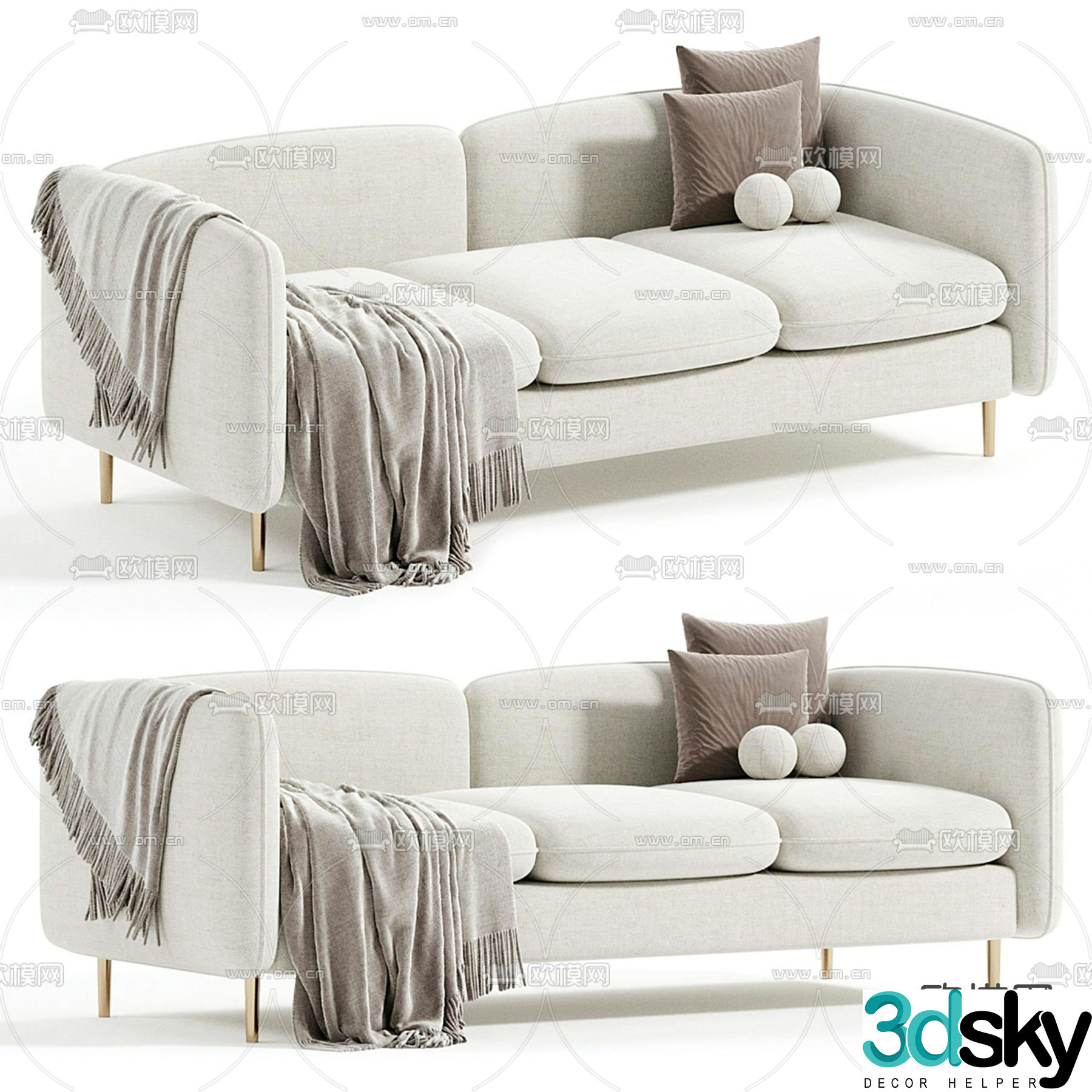 3D model of three seater sofa