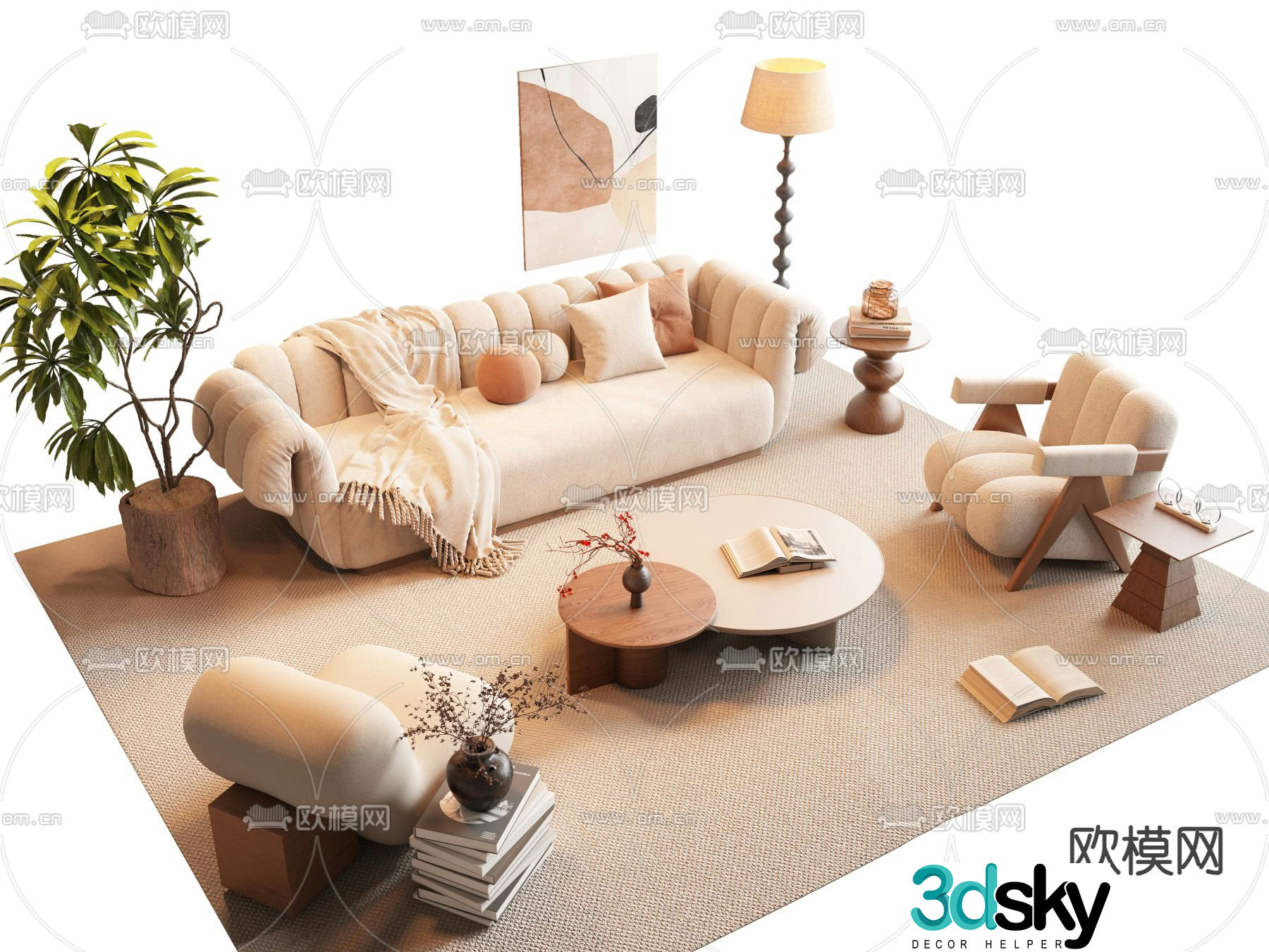 Wabi Sabi modular sofa 3d model