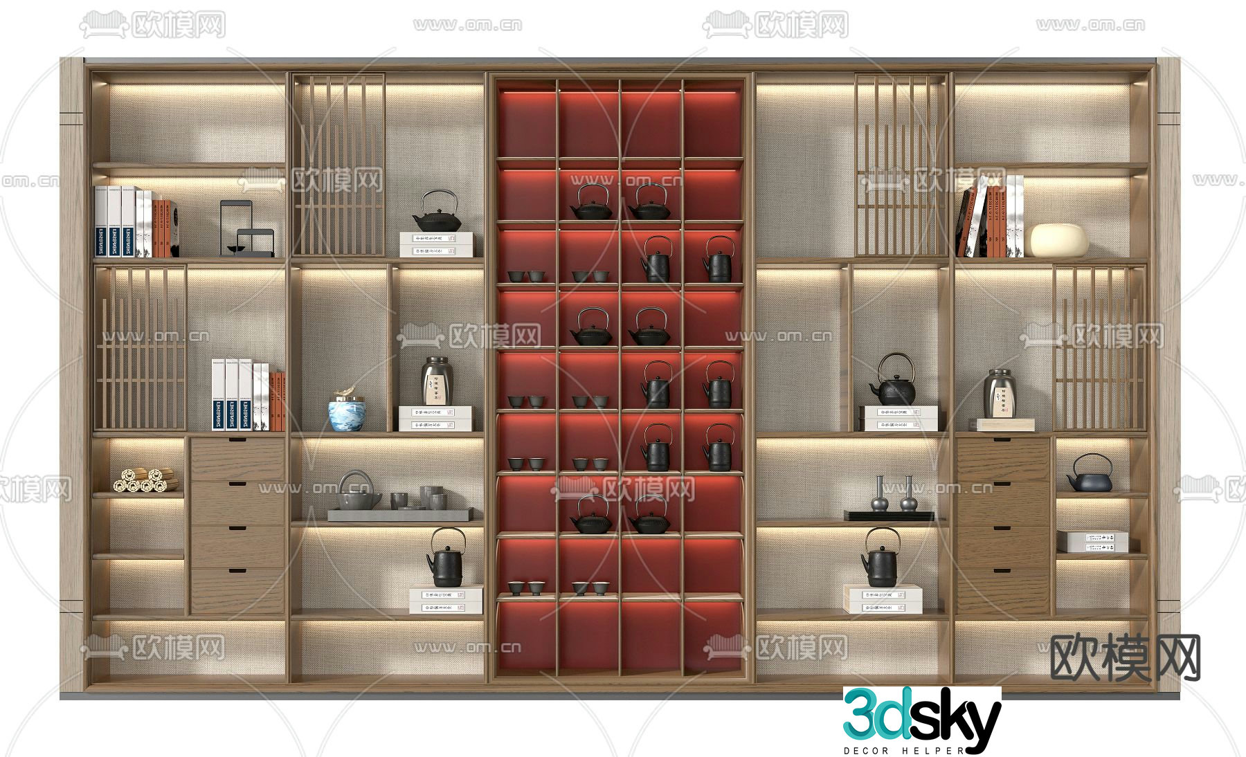New Chinese tea cabinet display cabinet 3D model
