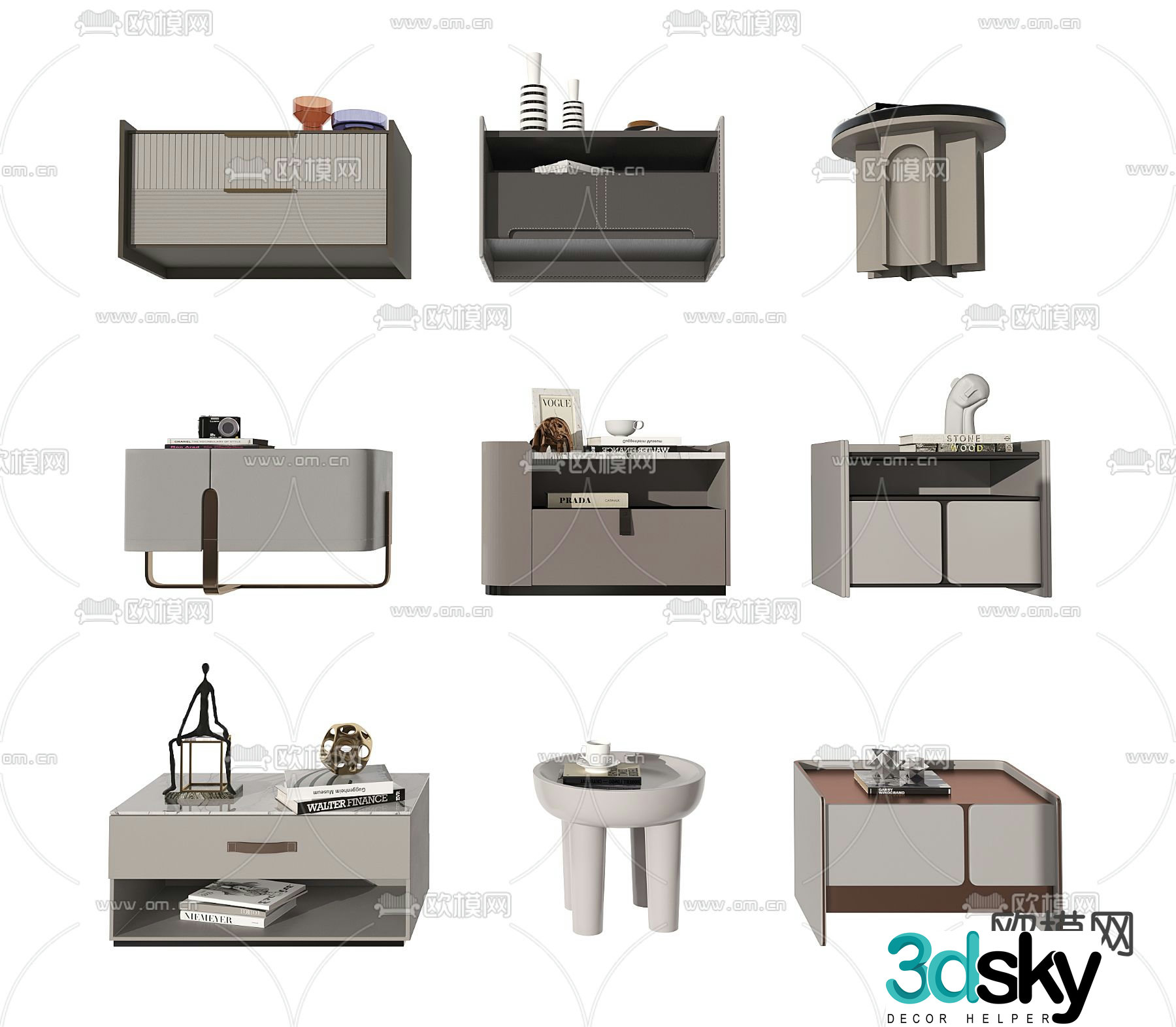 Modern bedside table combination 3d model