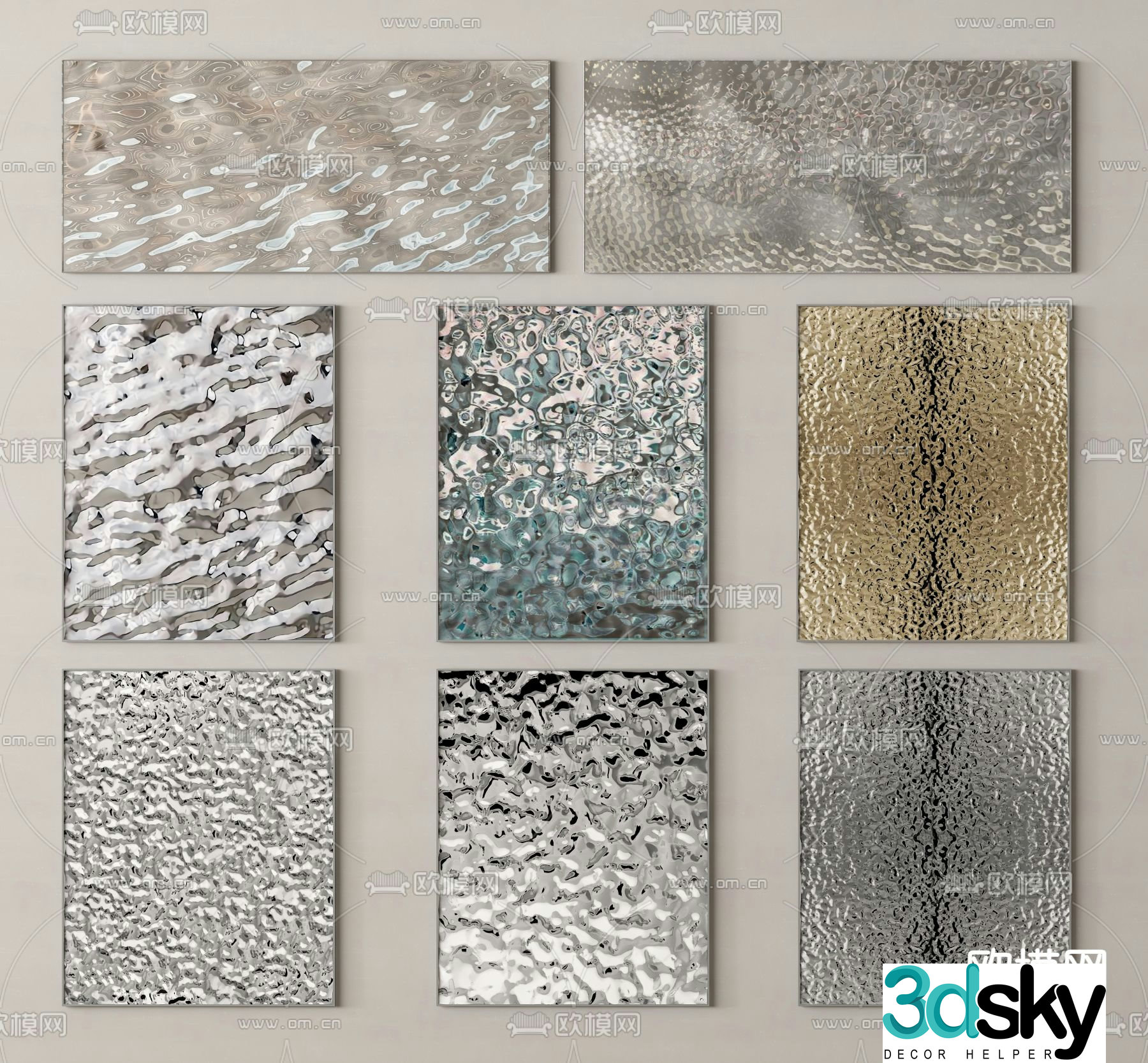 Wall panel water corrugated board stainless steel plate 3D model