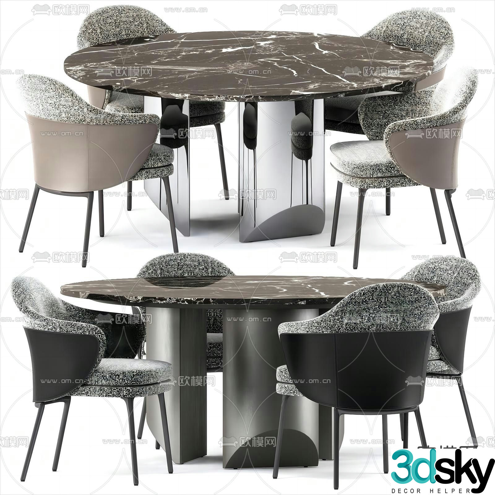 Round dining table dining table 3d model