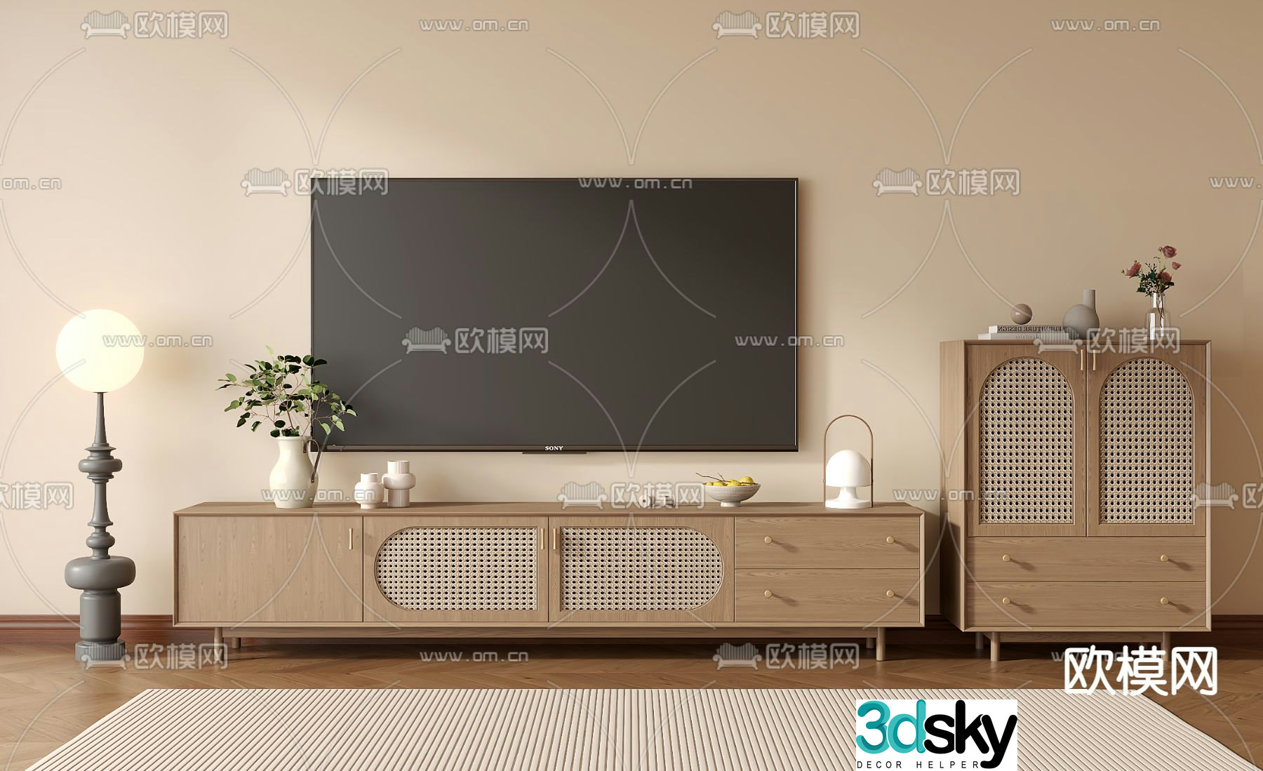 Medieval style TV cabinet side cabinet 3D model