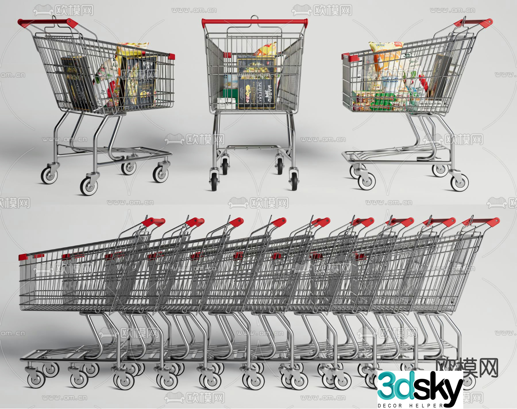 Supermarket shopping cart trolley 3d model