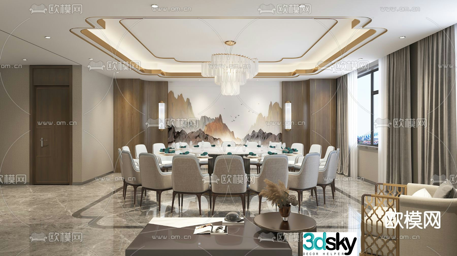 New Chinese restaurant private room 3D model