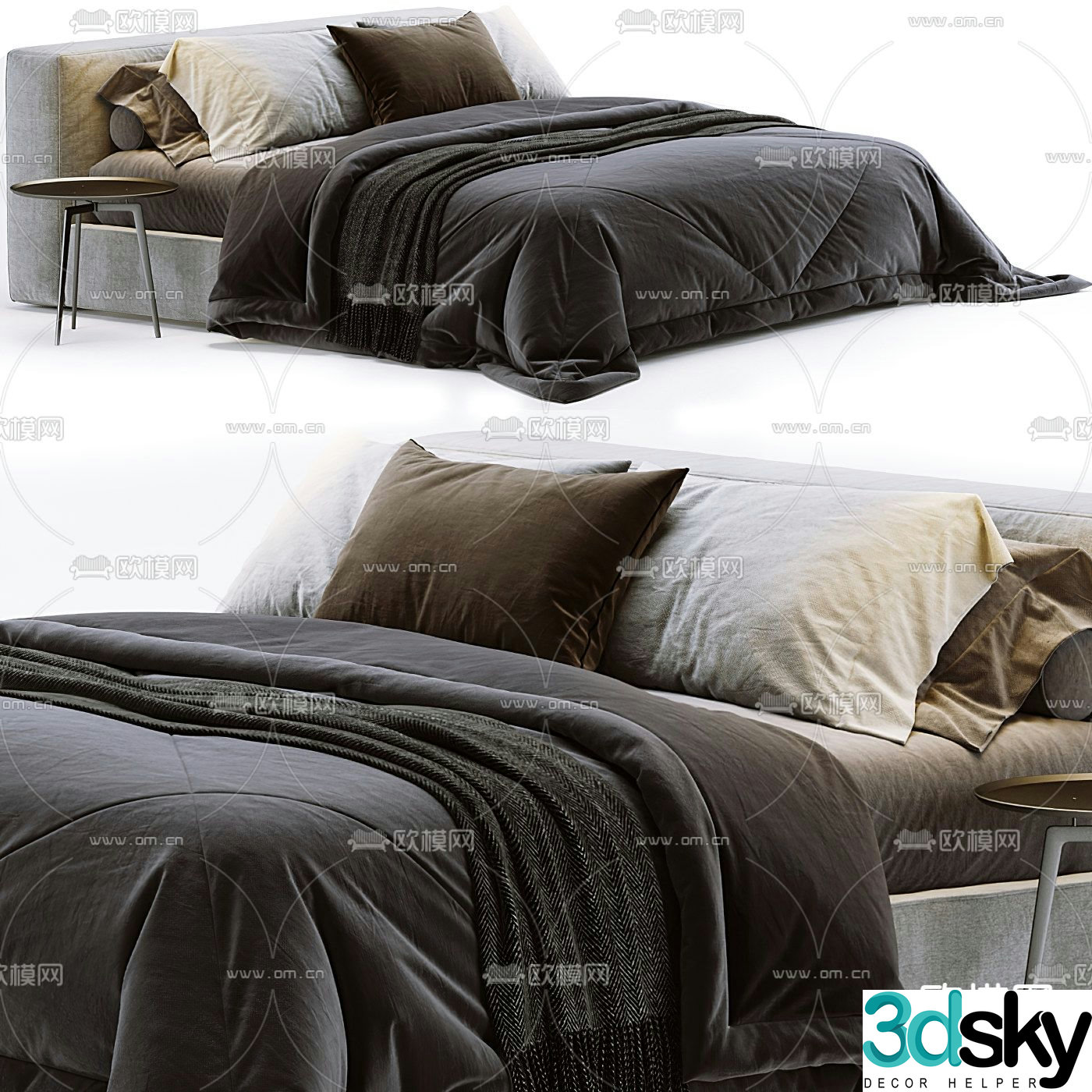 Modern double bed 3d model