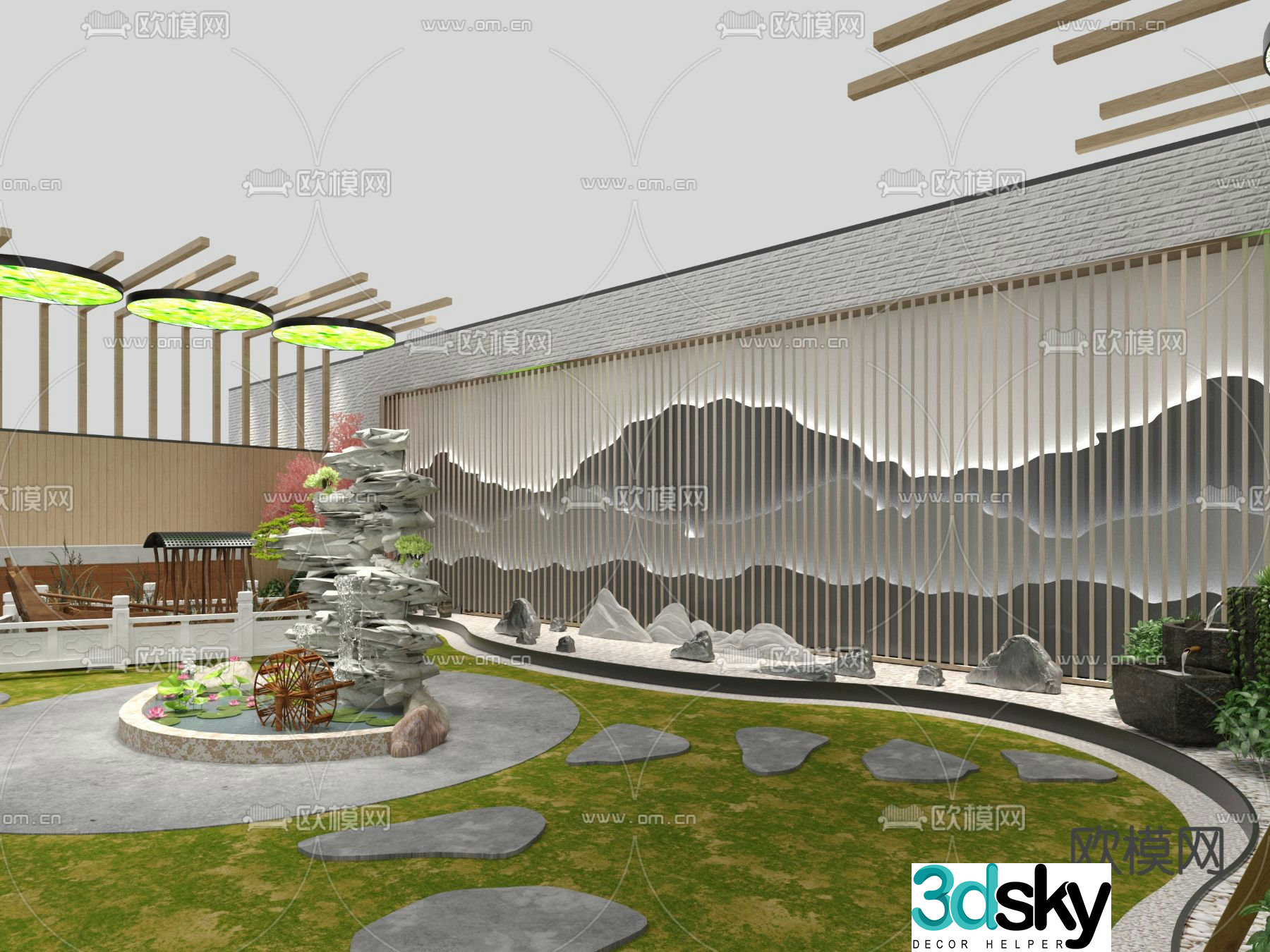 New Chinese style landscape indoor landscape 3d model