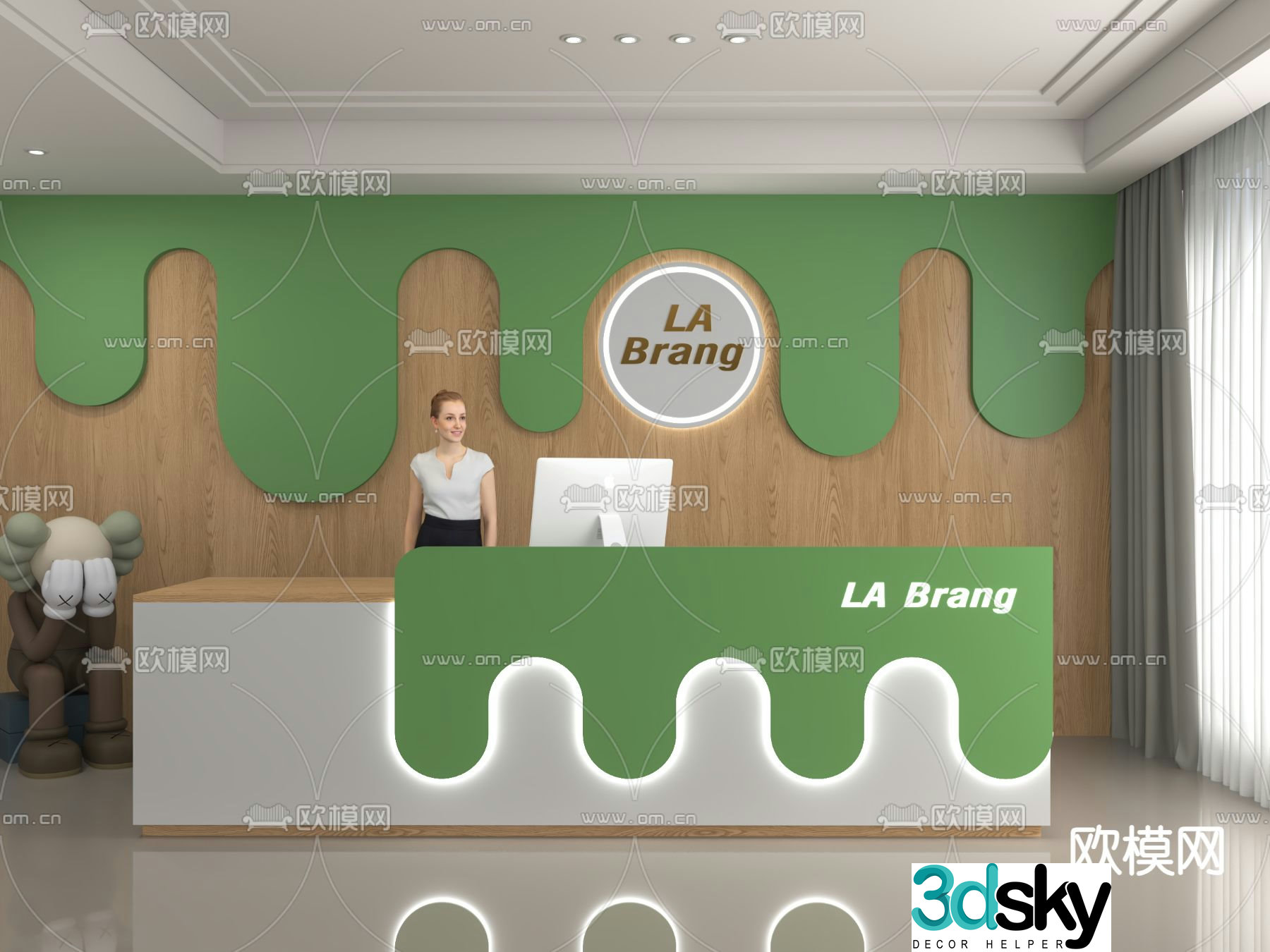 Modern front desk reception desk service desk 3d model