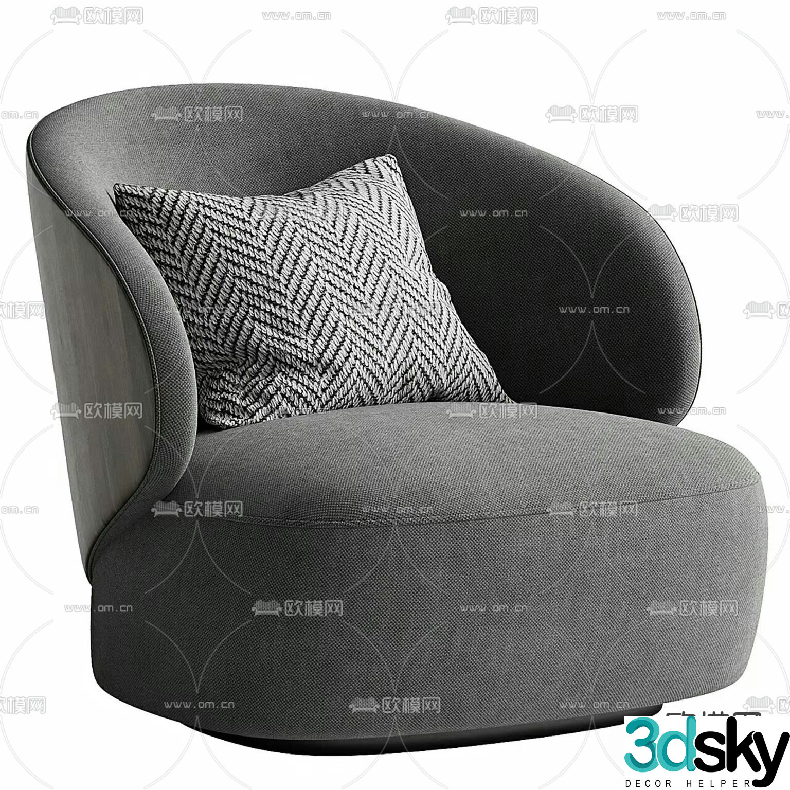 Hayden single sofa fabric sofa 3d model