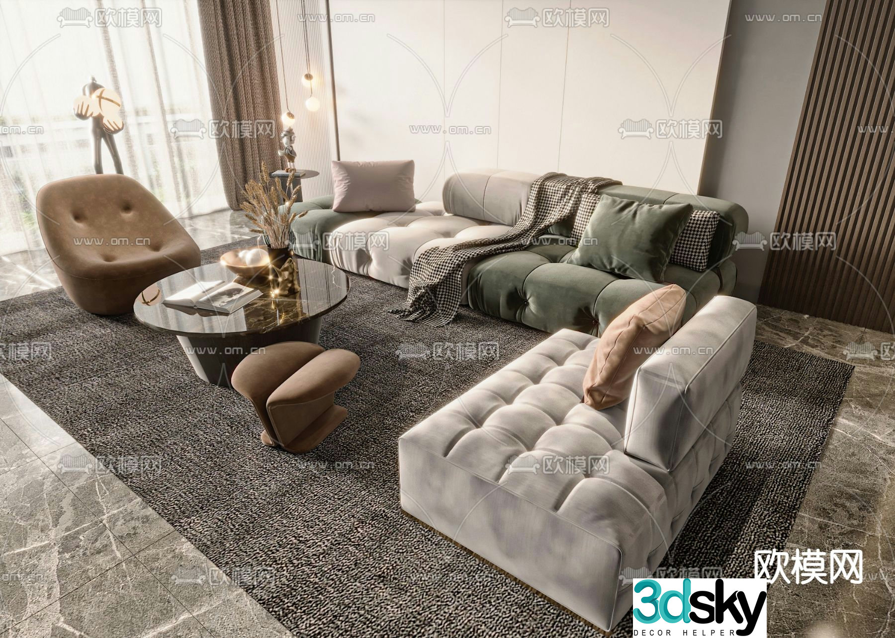 sofa set 3d model