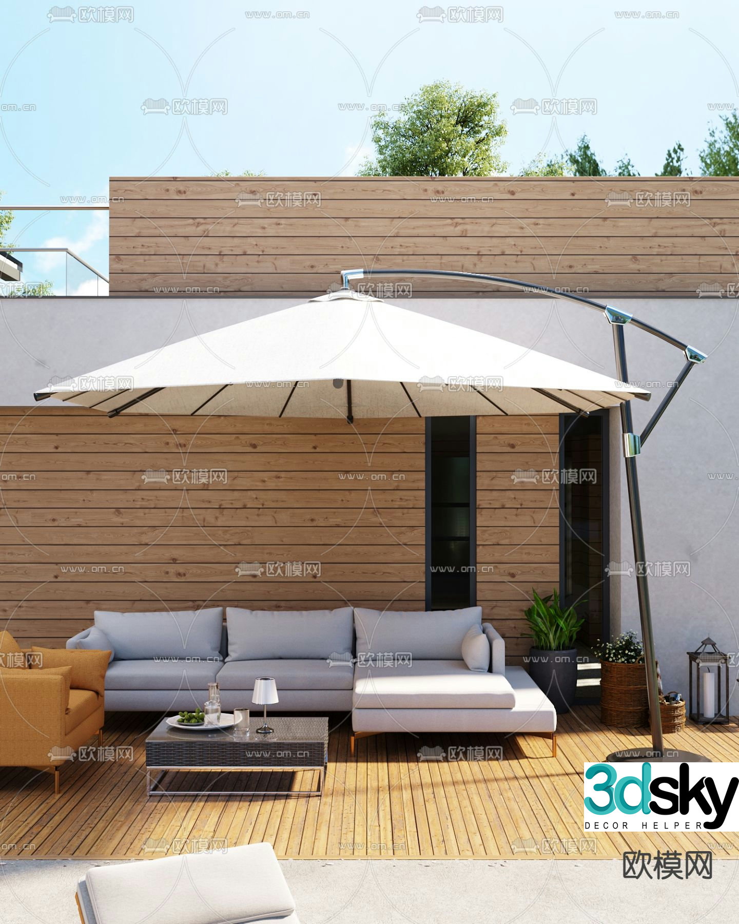 Outdoor sofa parasol 3d model