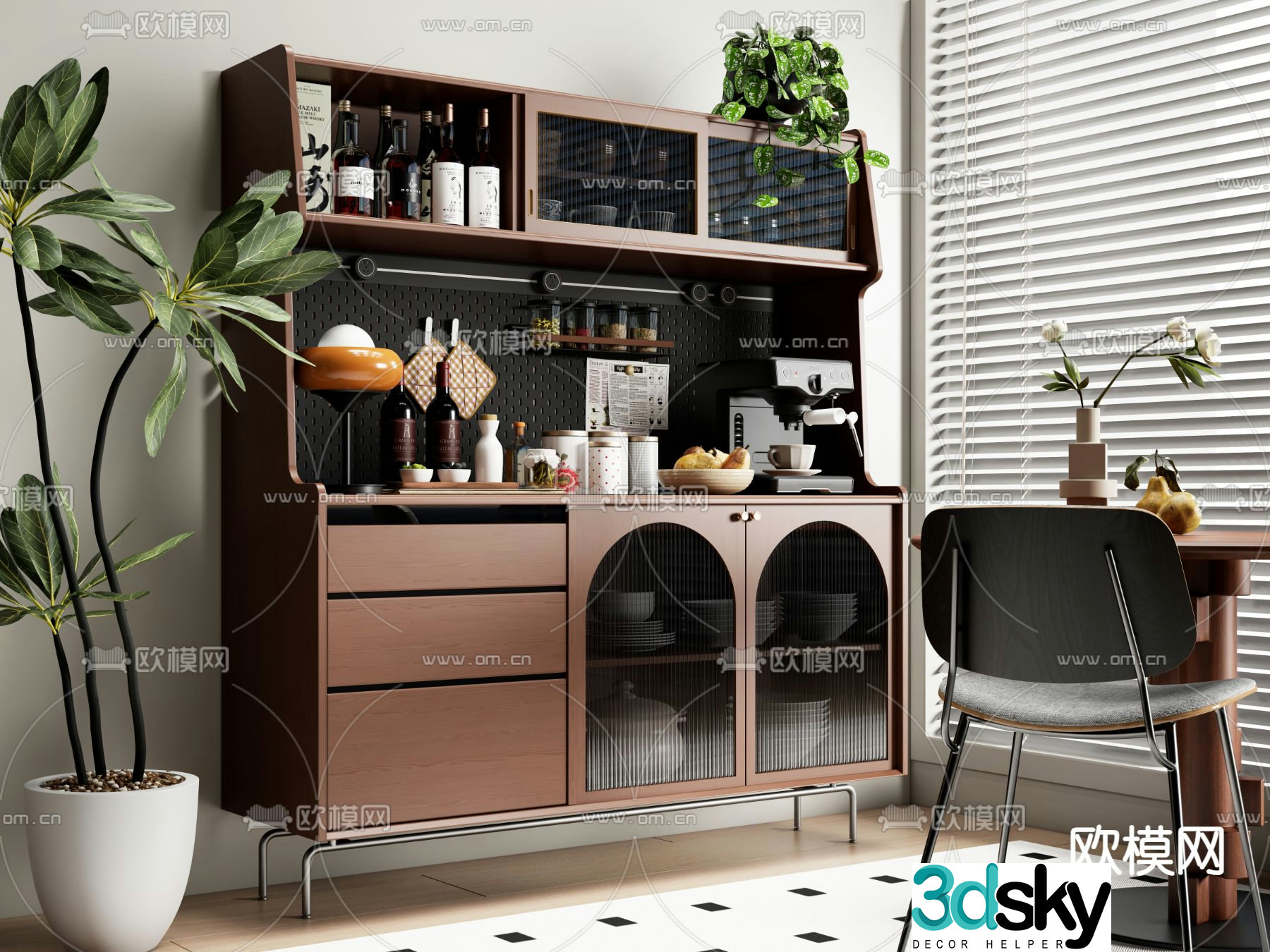 Medieval style sideboard 3d model