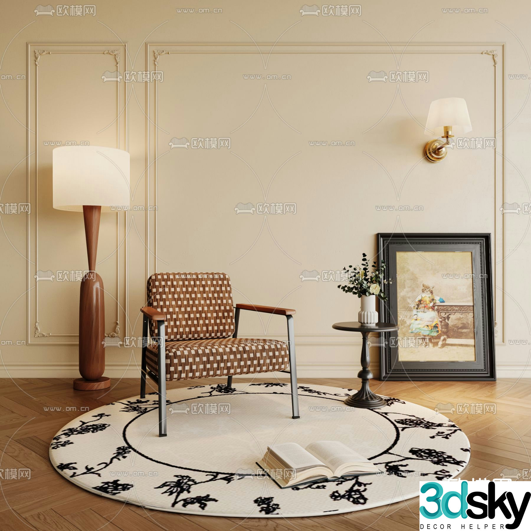 French lounge chair 3d model