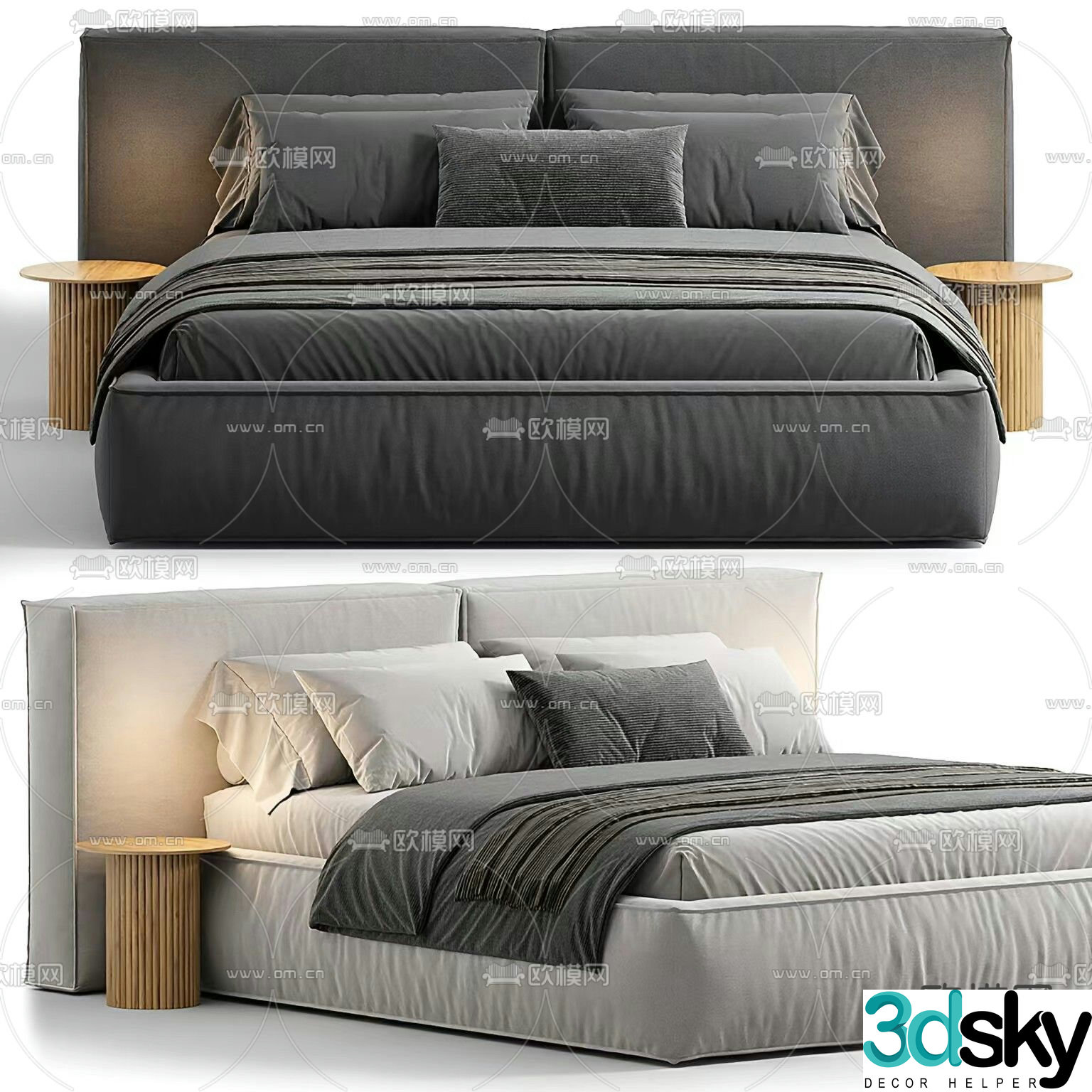Modern double bed 3d model