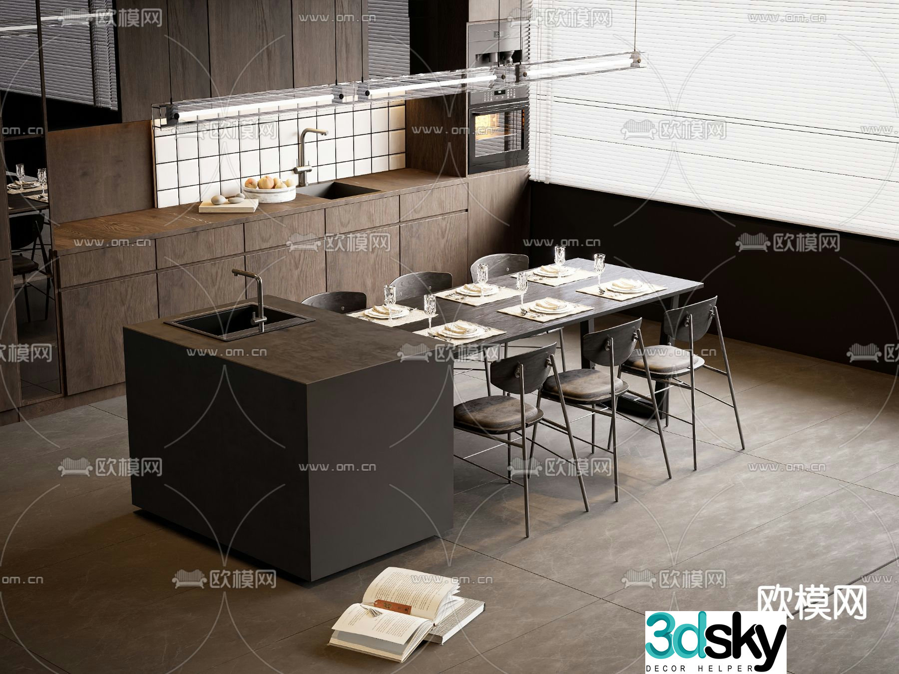 Nakajima dining table and chairs 3d model